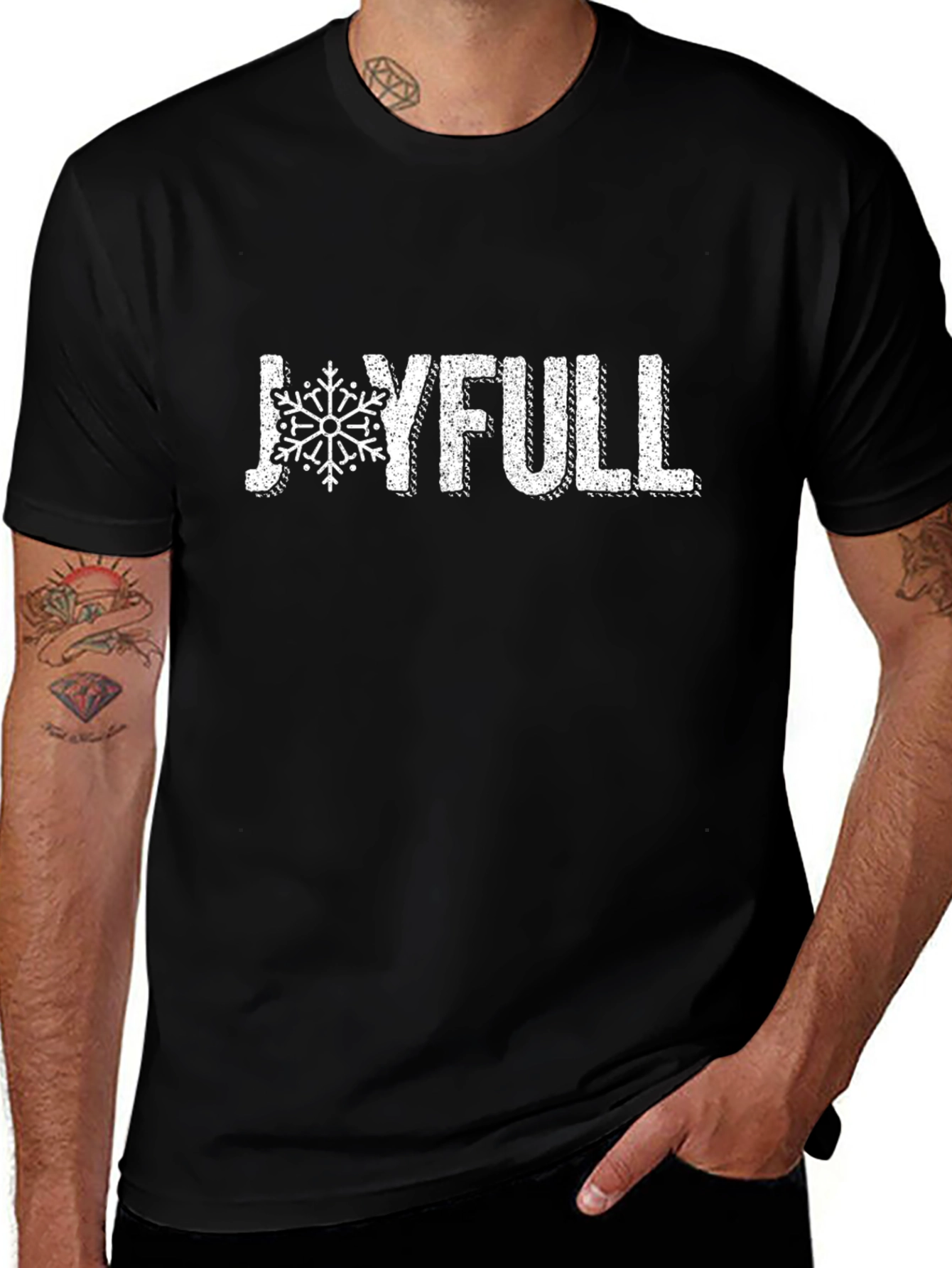 Joyfull Snowflake Graphic T-Shirt - Black