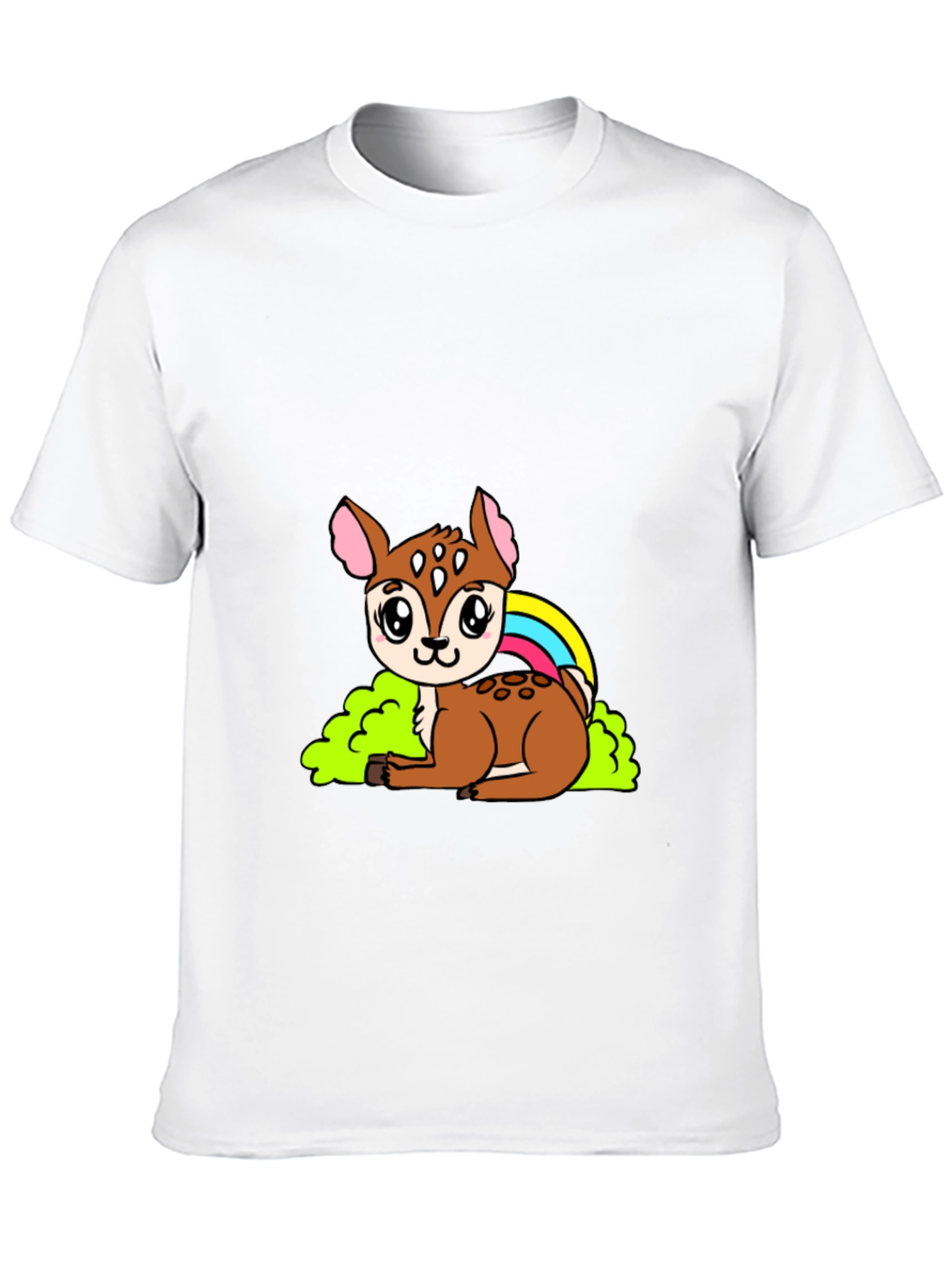Cute Deer Cartoon Graphic Black T-Shirt