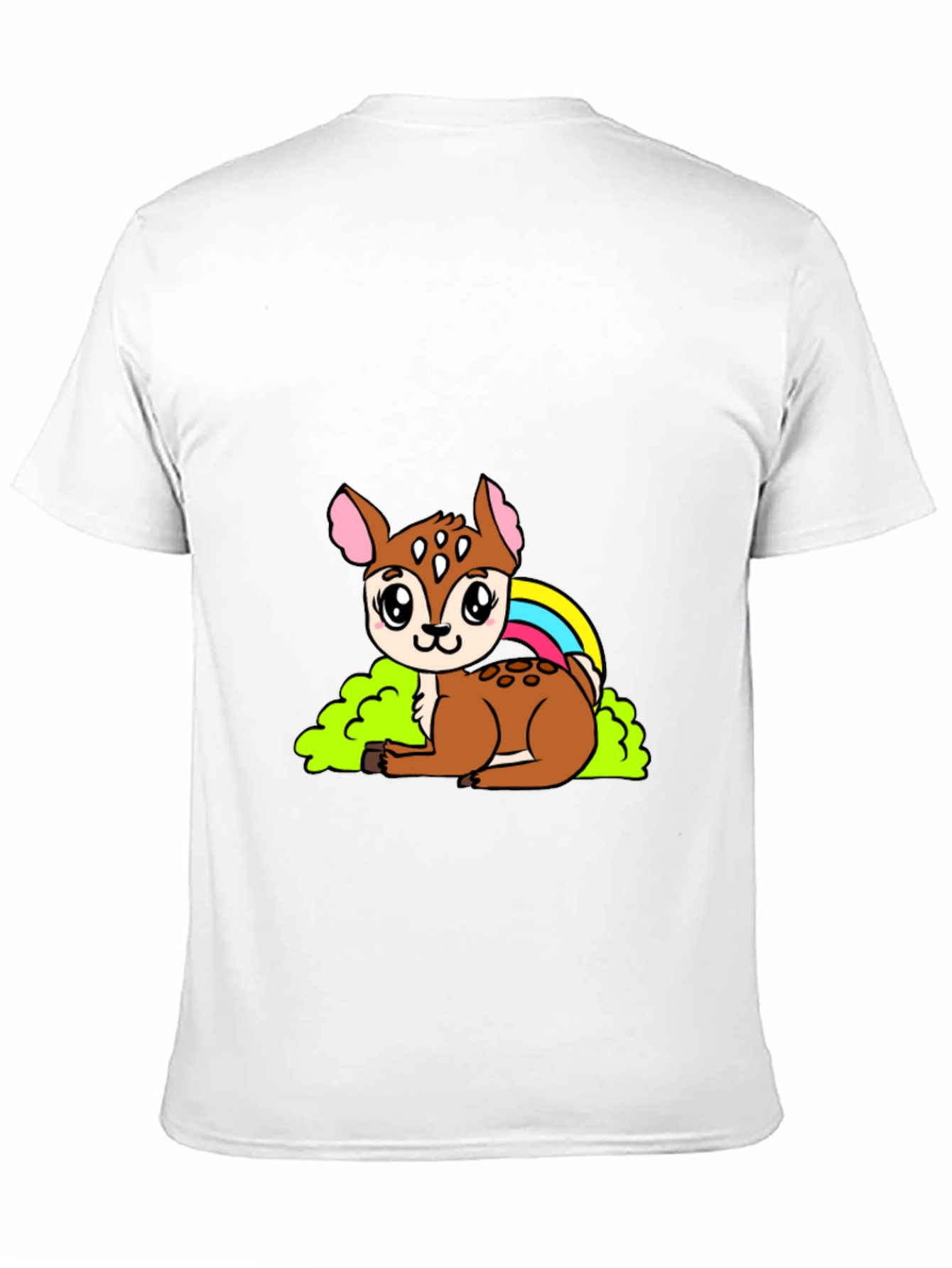 Cute Deer Cartoon Graphic Black T-Shirt