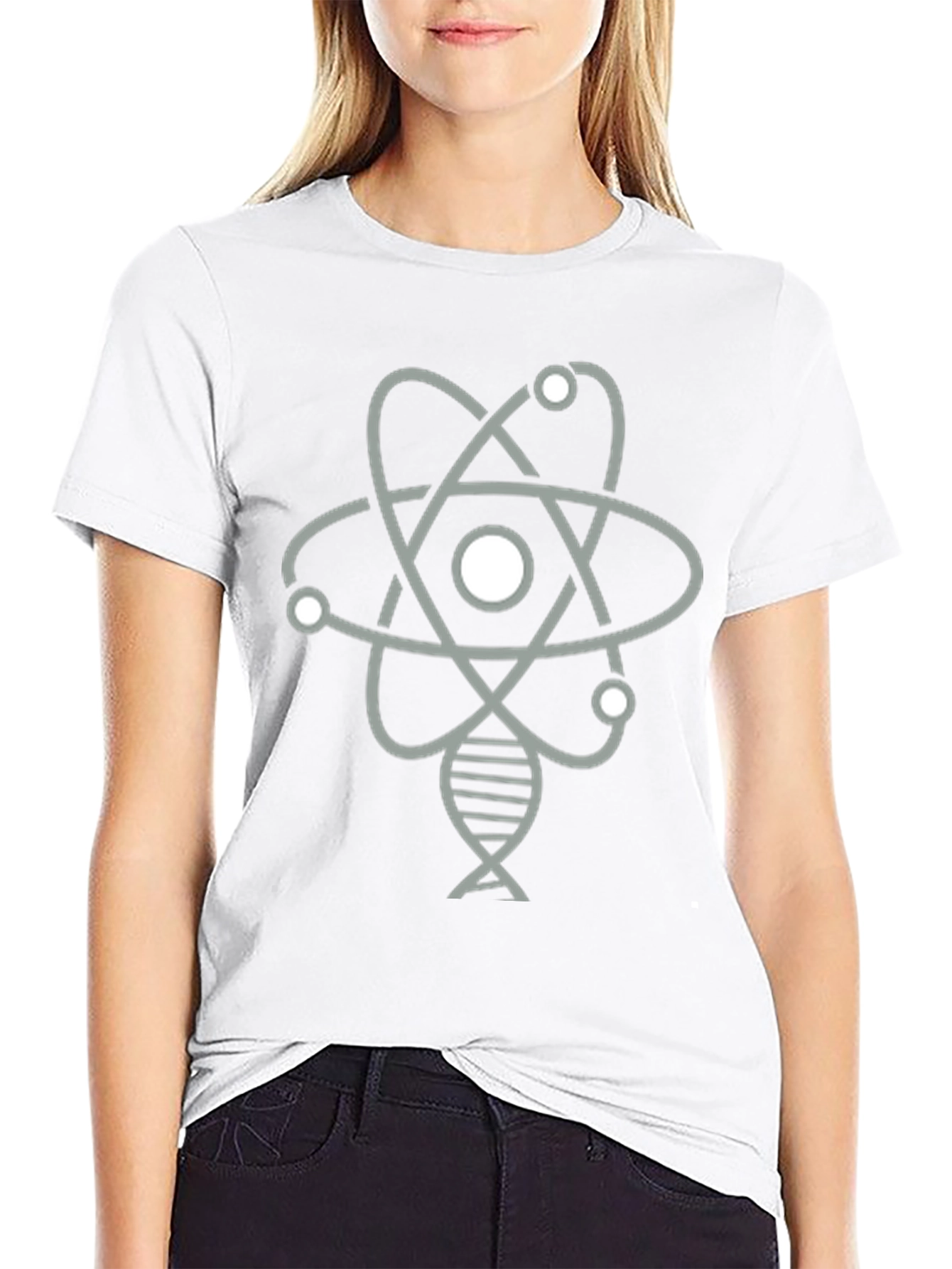 Science Atom & DNA Graphic T-Shirt - Black