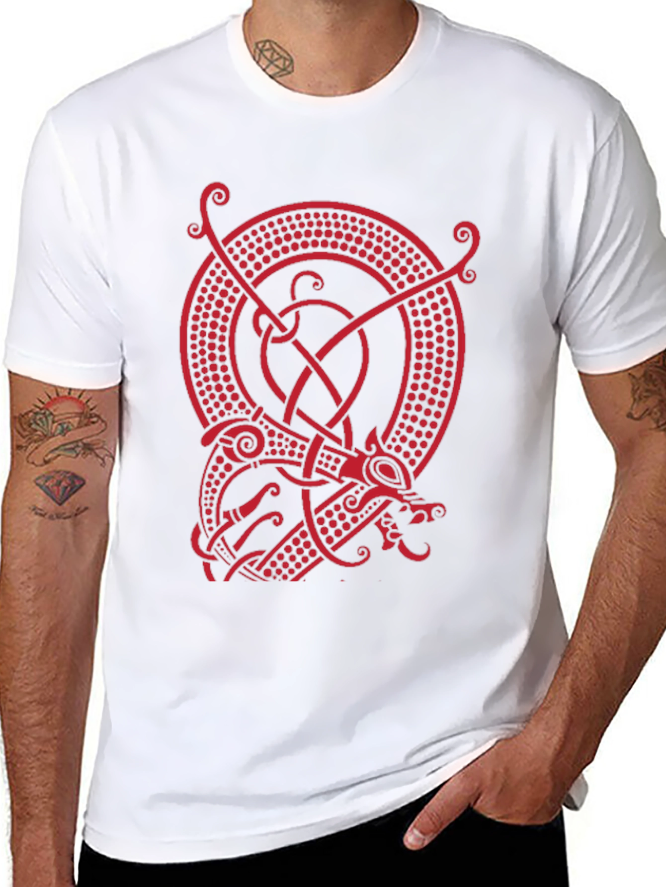 Viking Dragon Graphic Tee - Black Cotton Blend