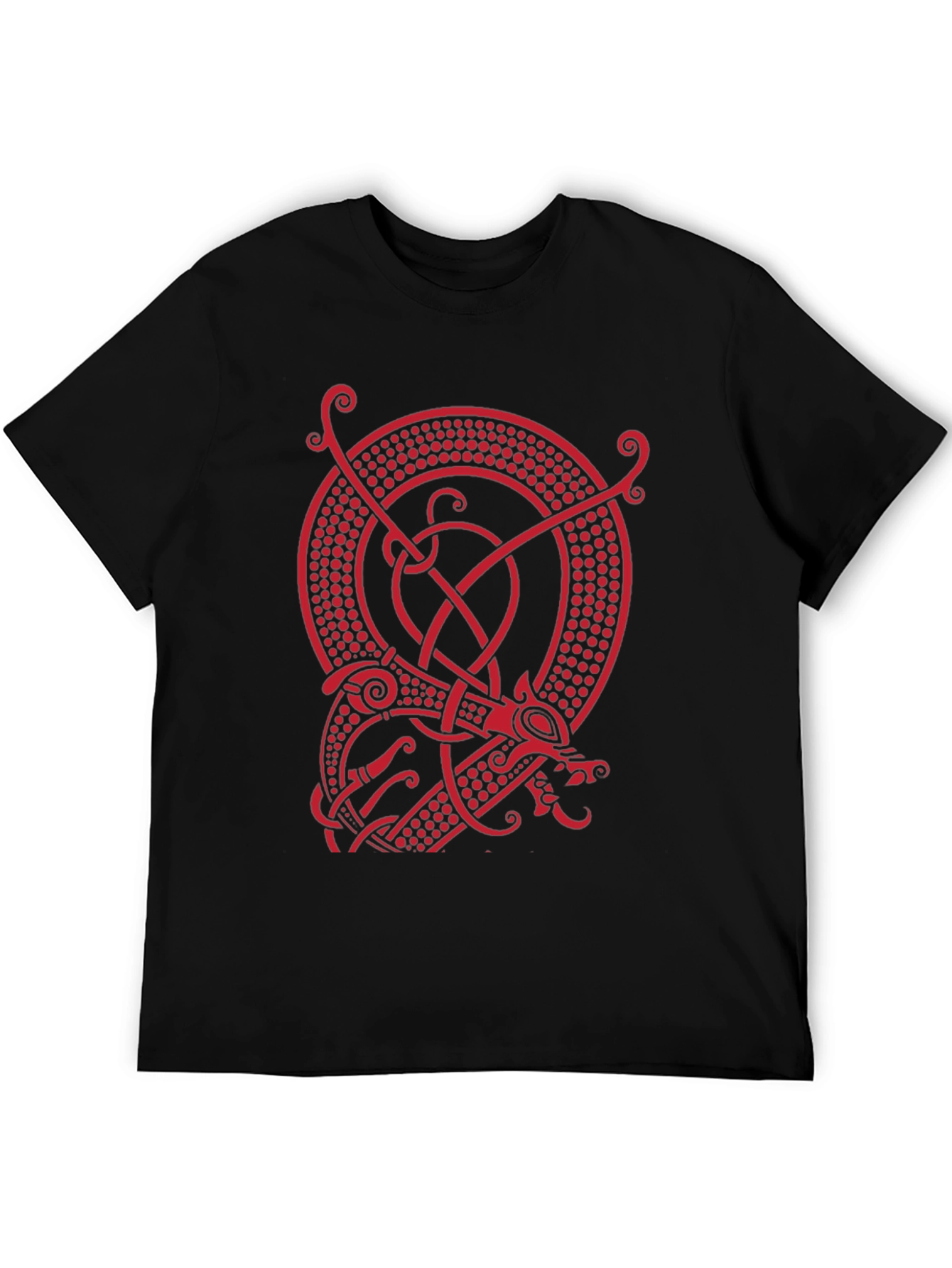 Viking Dragon Graphic Tee - Black Cotton Blend