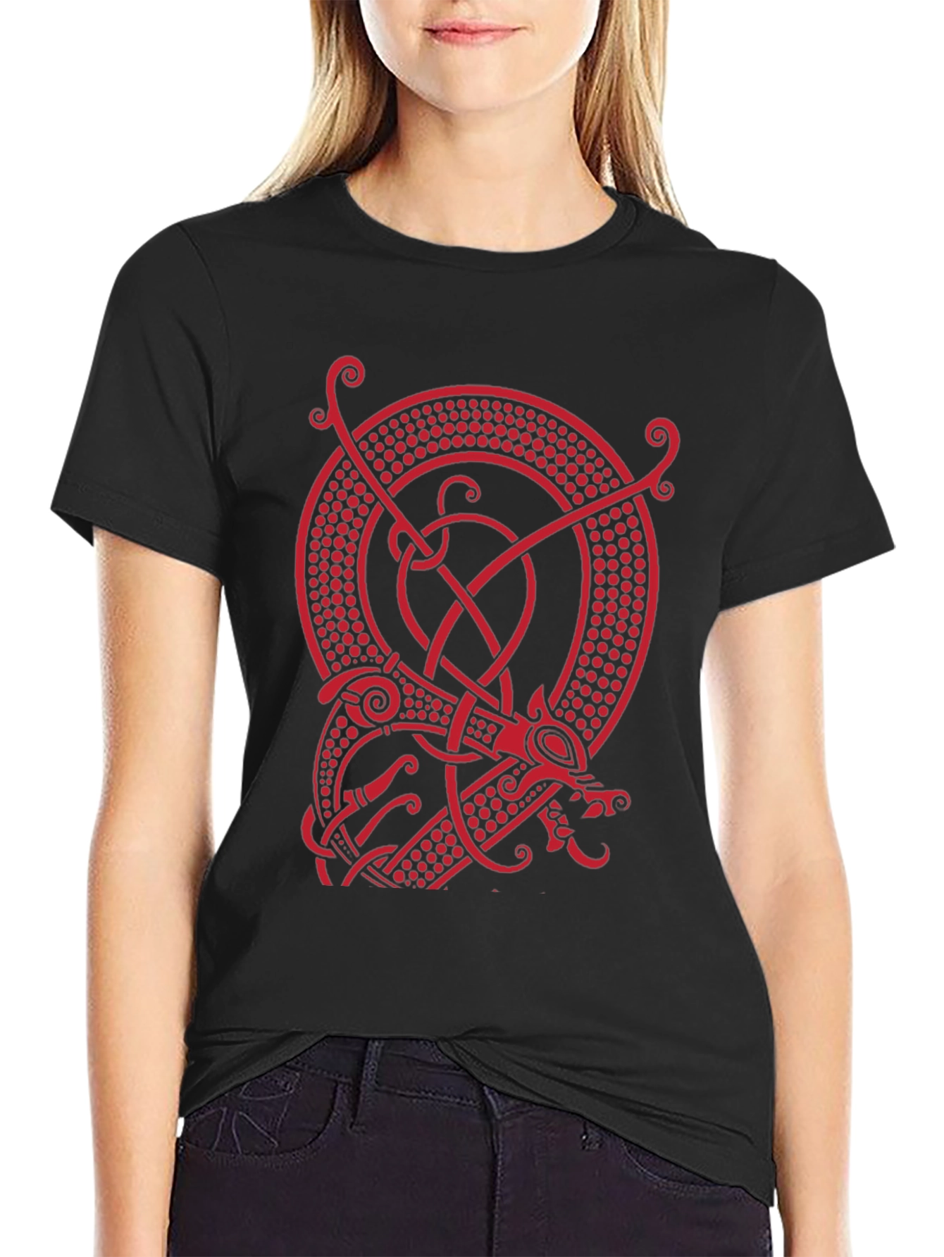 Viking Dragon Graphic Tee - Black Cotton Blend