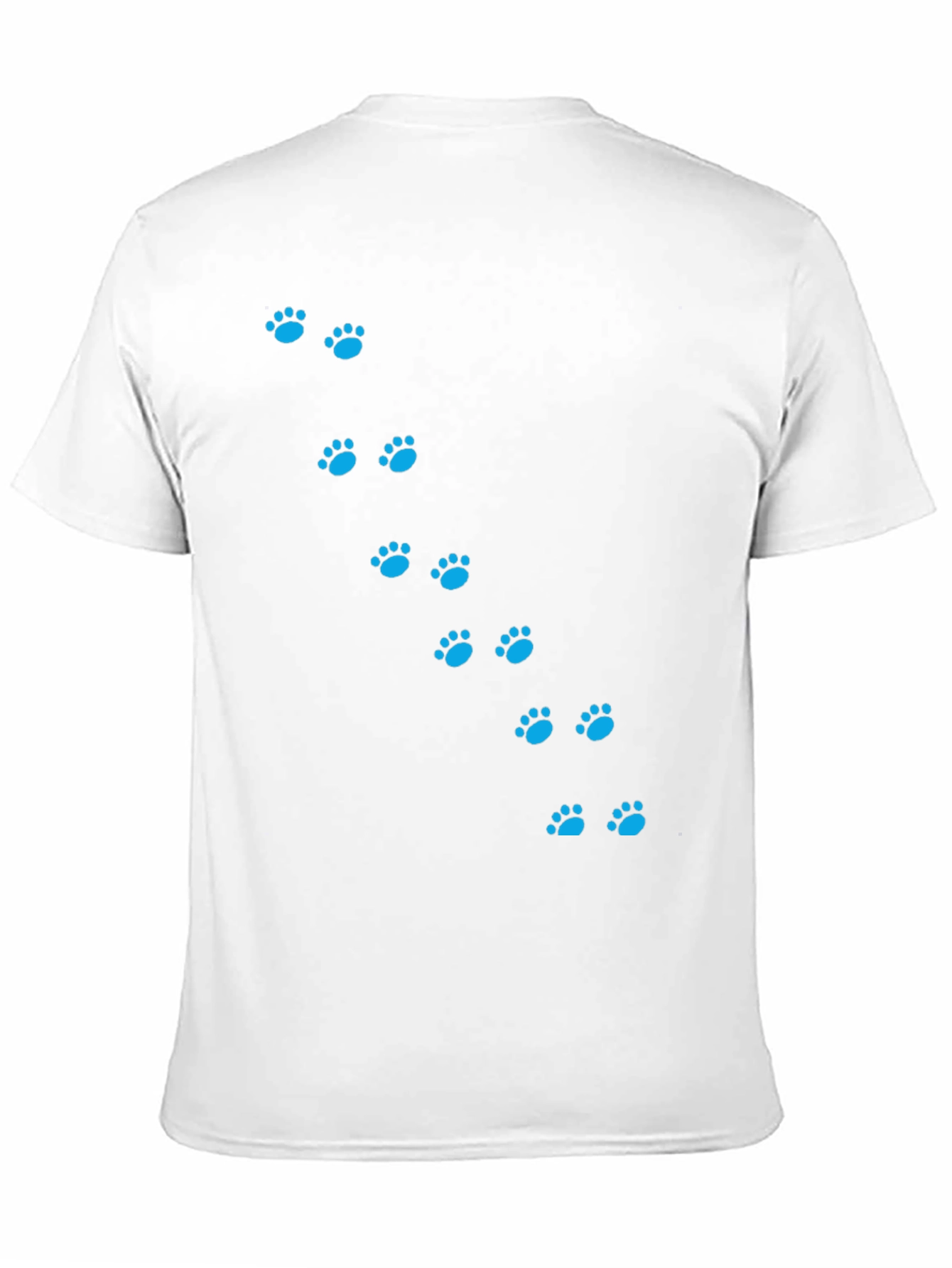Mens Black T-Shirt with Blue Paw Prints