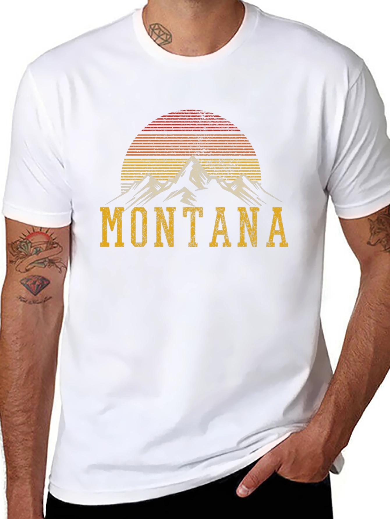 Montana Mountain Graphic Tee - Retro Style Shirt