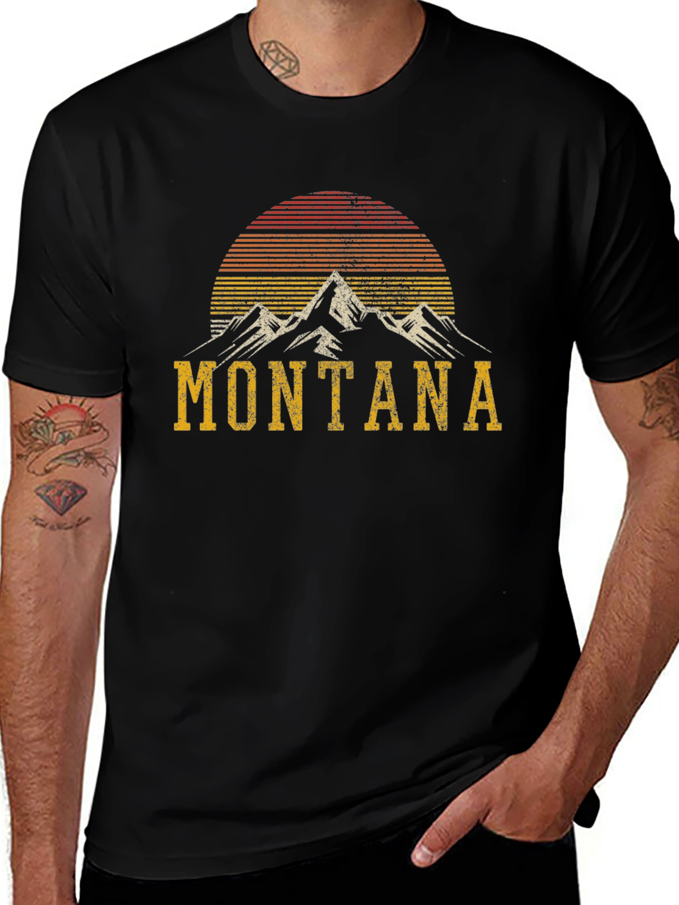 Montana Mountain Graphic Tee - Retro Style Shirt