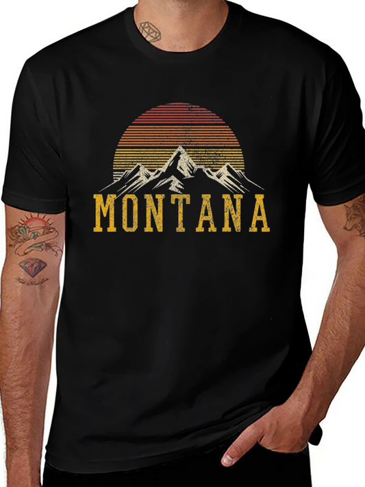 Montana Mountain Graphic Tee - Retro Style Shirt