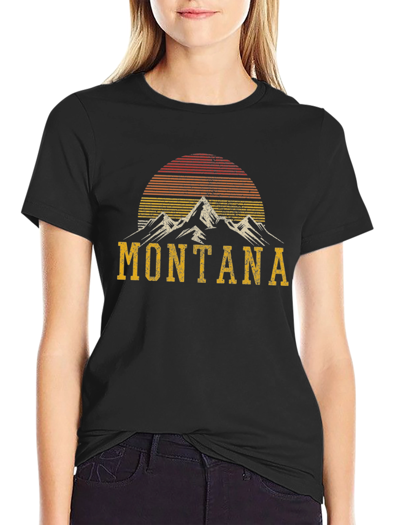 Montana Mountain Graphic Tee - Retro Style Shirt