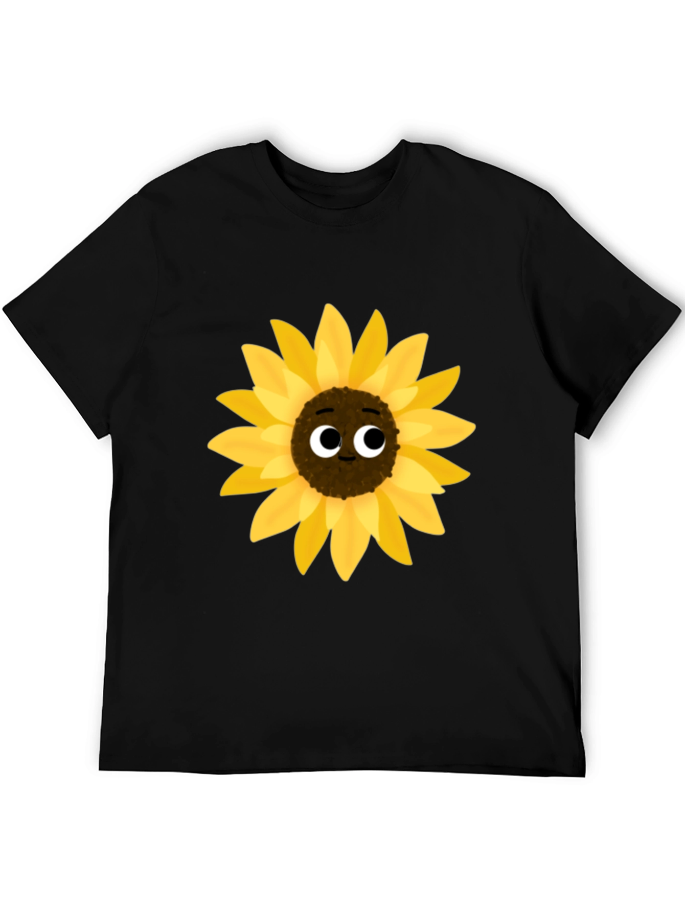 Sunflower Cartoon Graphic Black T-Shirt