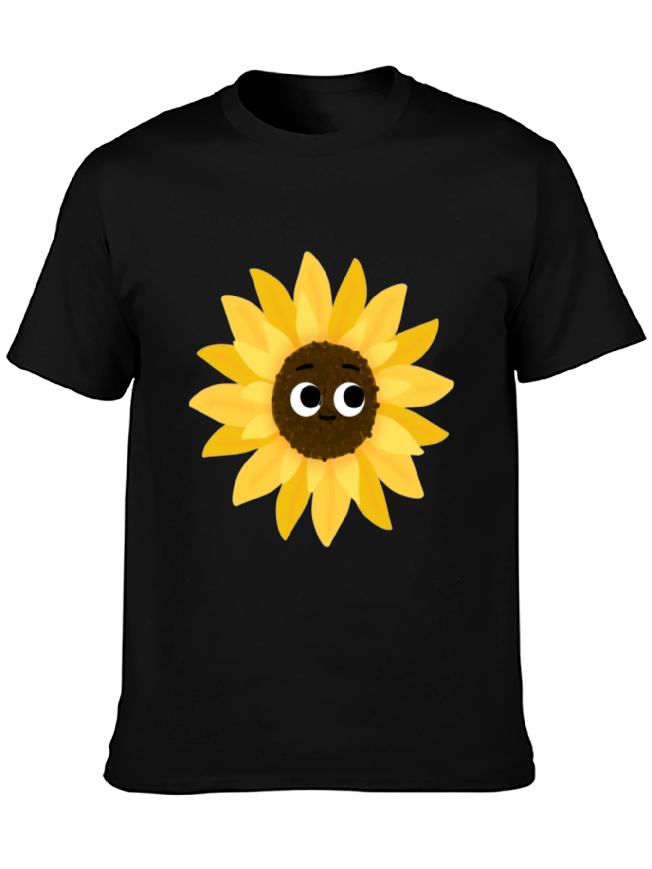 Sunflower Cartoon Graphic Black T-Shirt