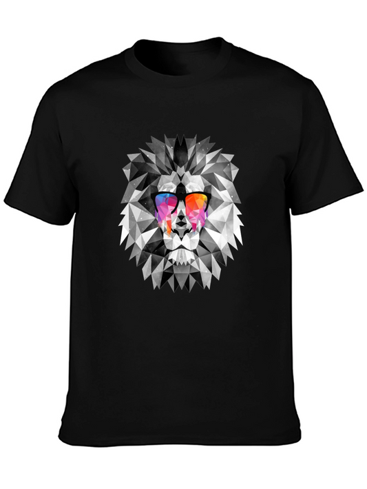 Geometric Lion Graphic Print Mens T-Shirt