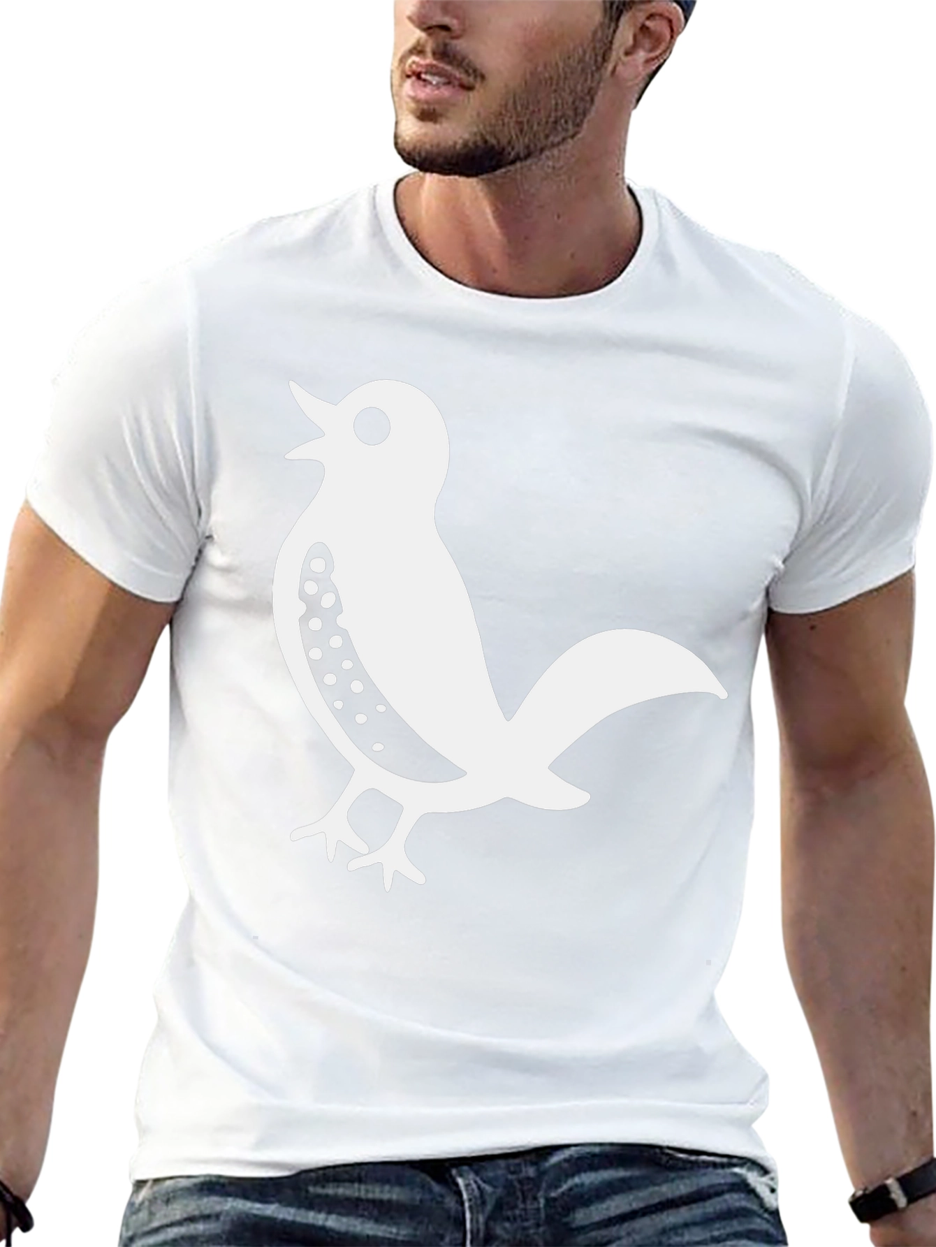 Black T-Shirt with Bird Design