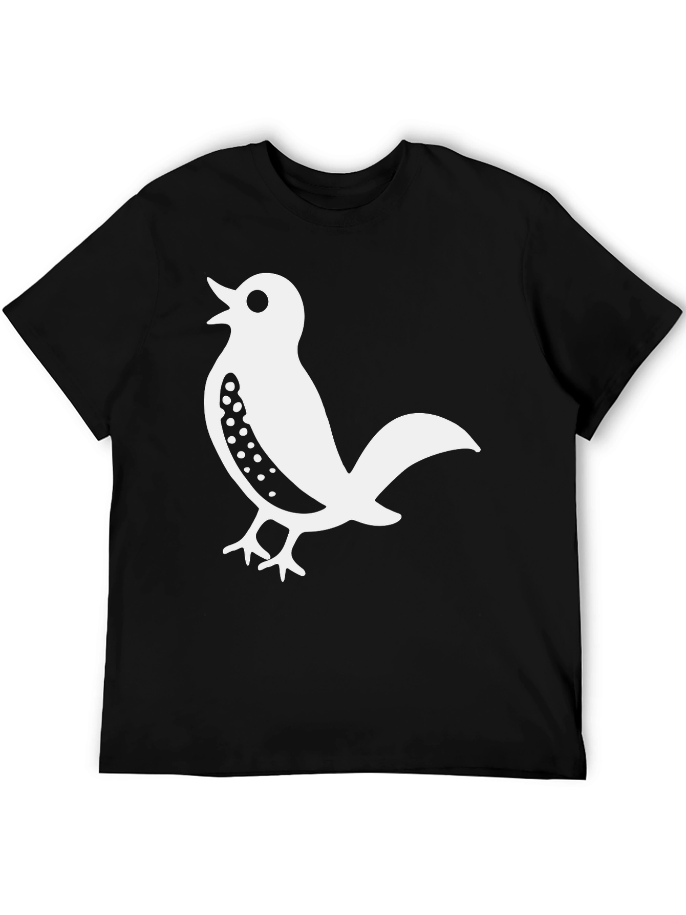Black T-Shirt with Bird Design
