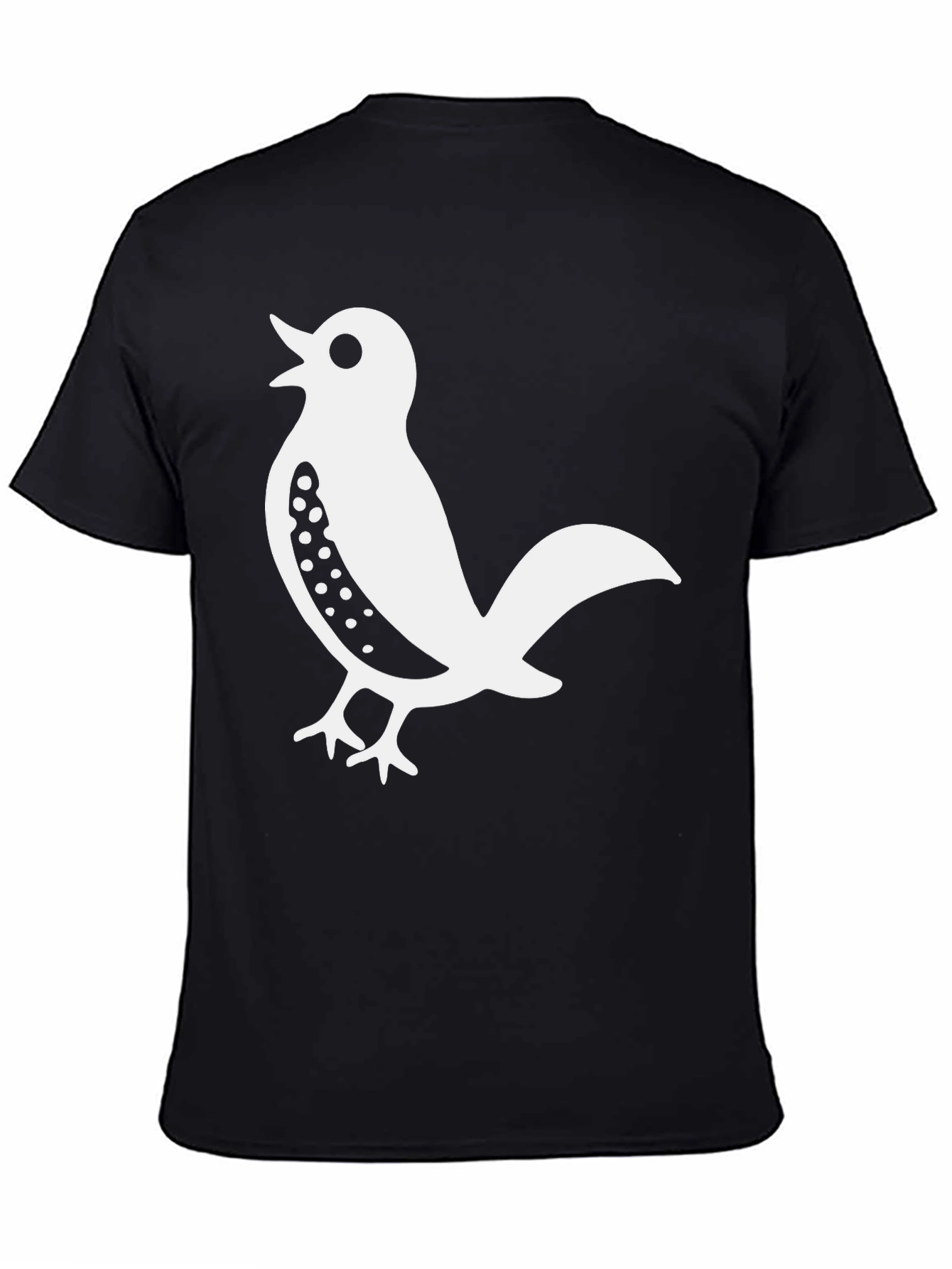 Black T-Shirt with Bird Design