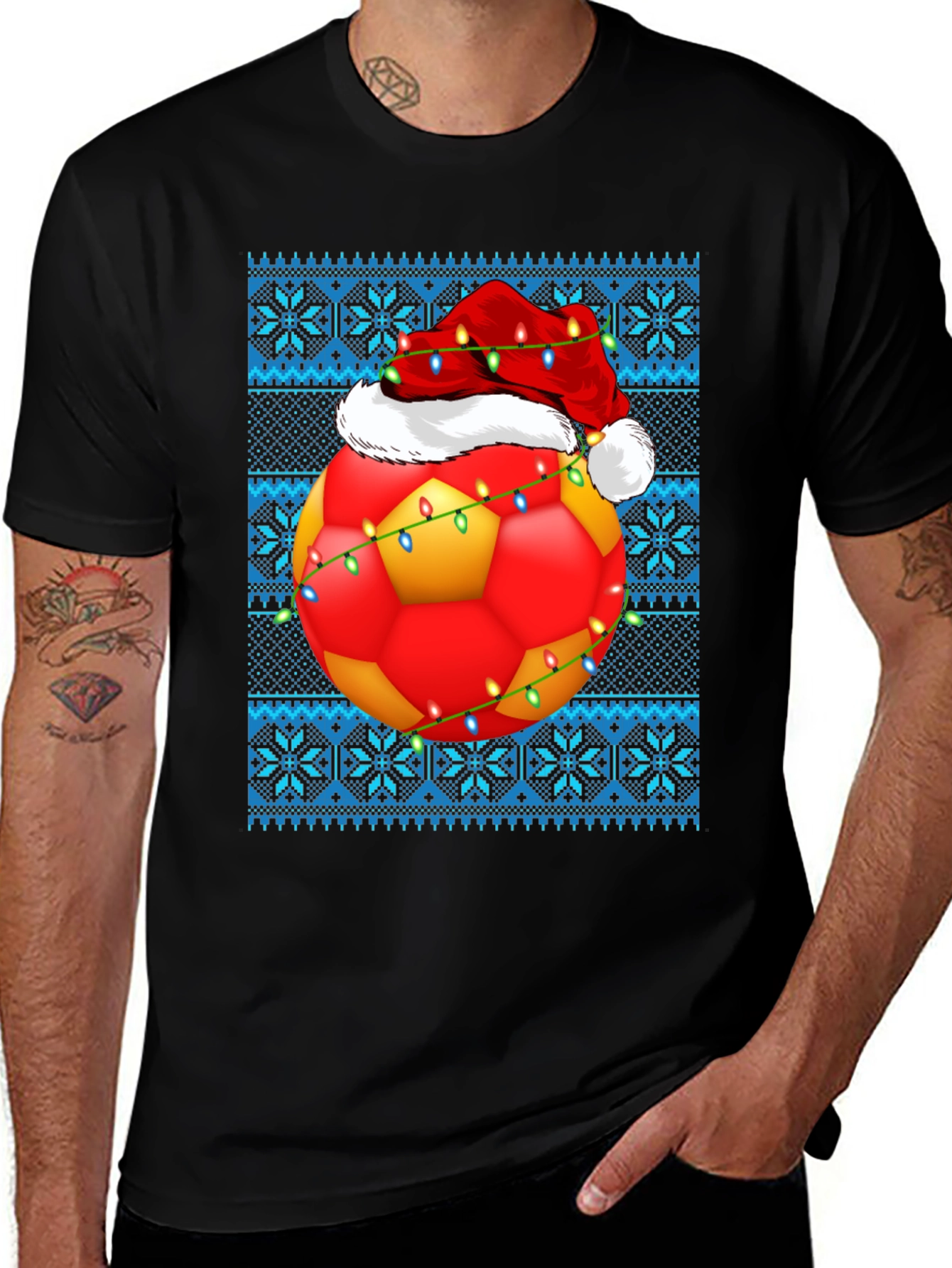 Festive Soccer Ball Christmas T-Shirt