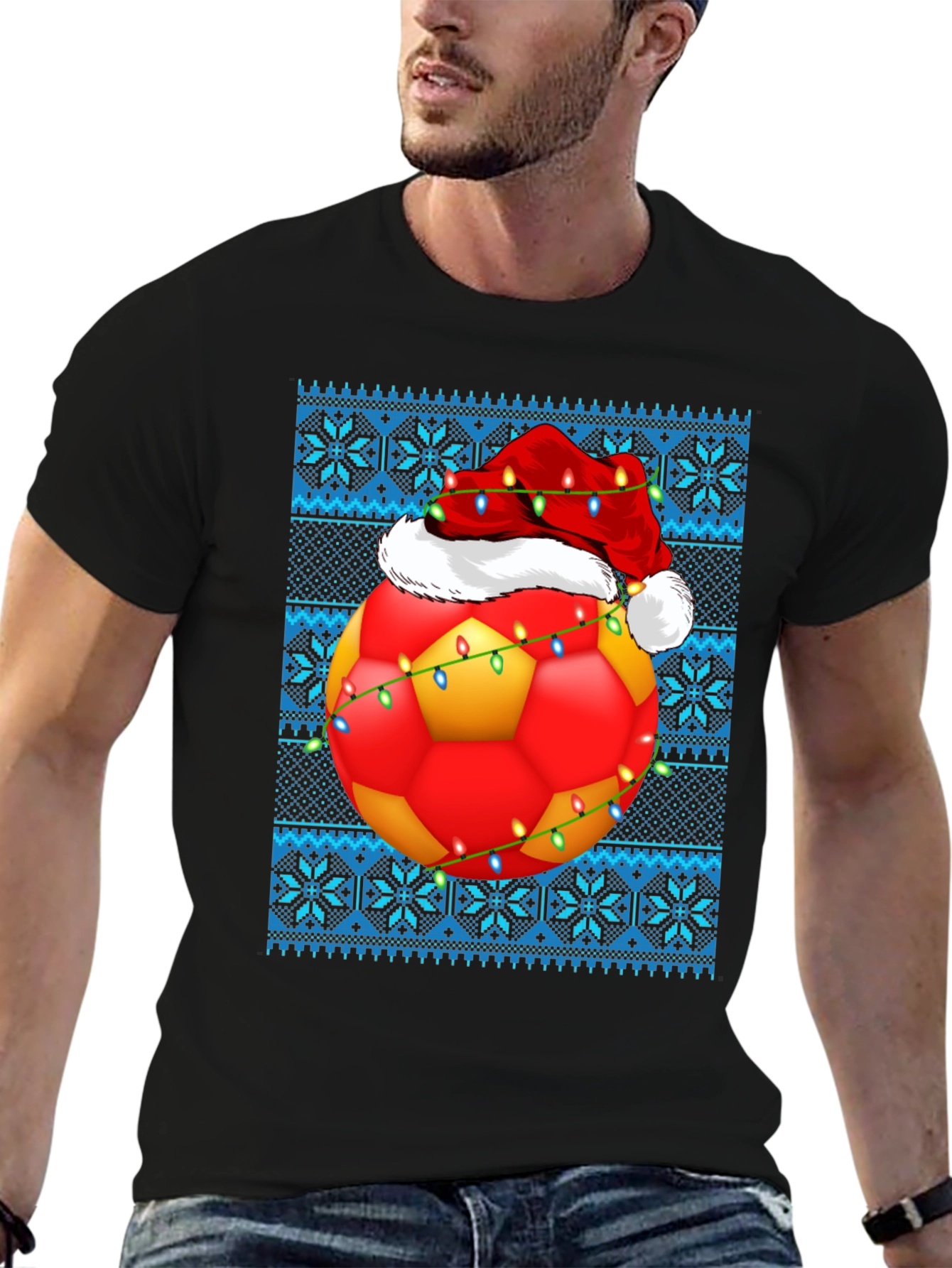 Festive Soccer Ball Christmas T-Shirt