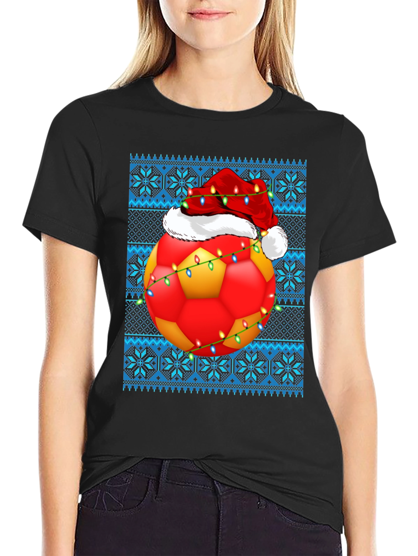 Festive Soccer Ball Christmas T-Shirt
