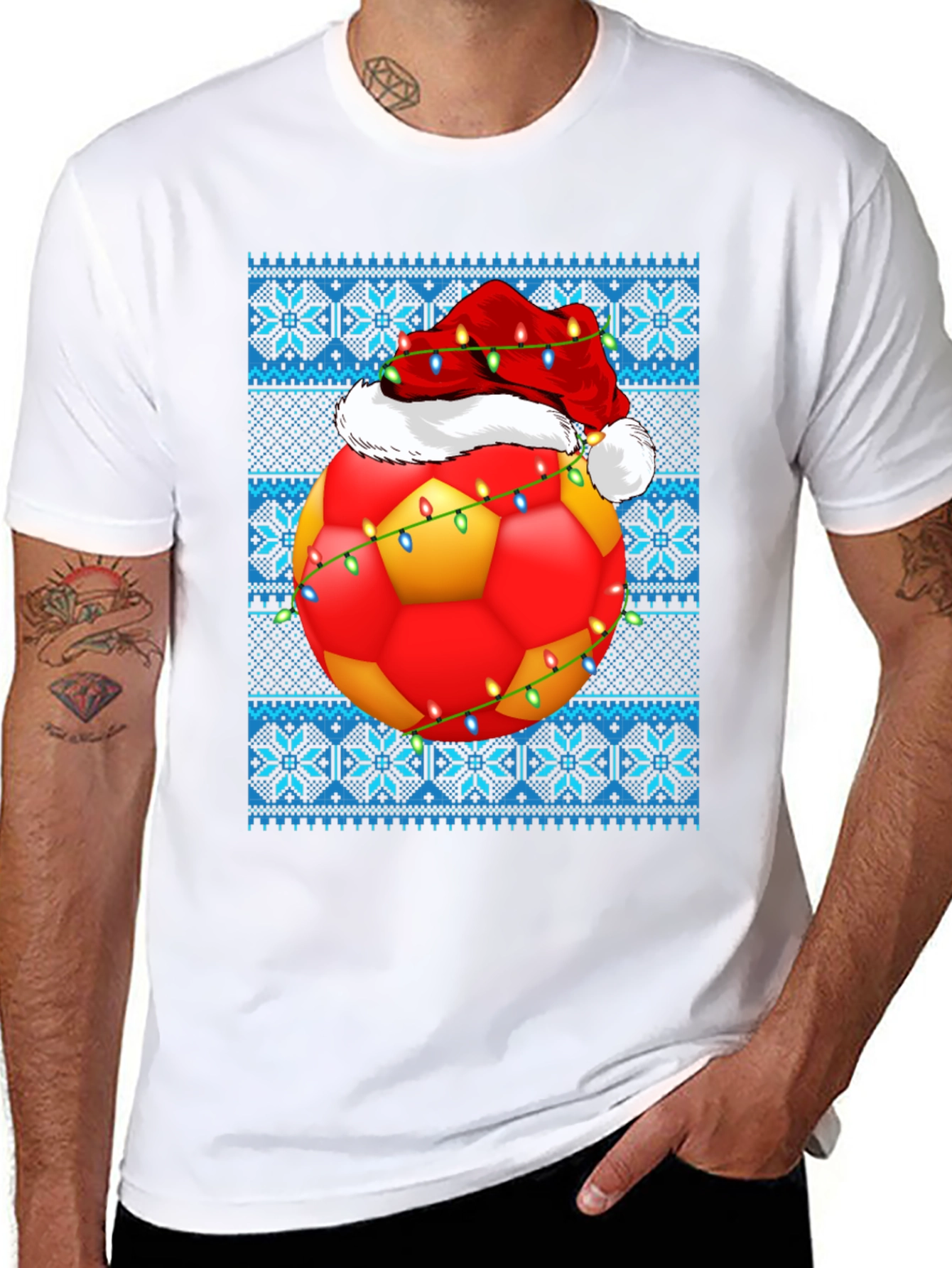 Festive Soccer Ball Christmas T-Shirt