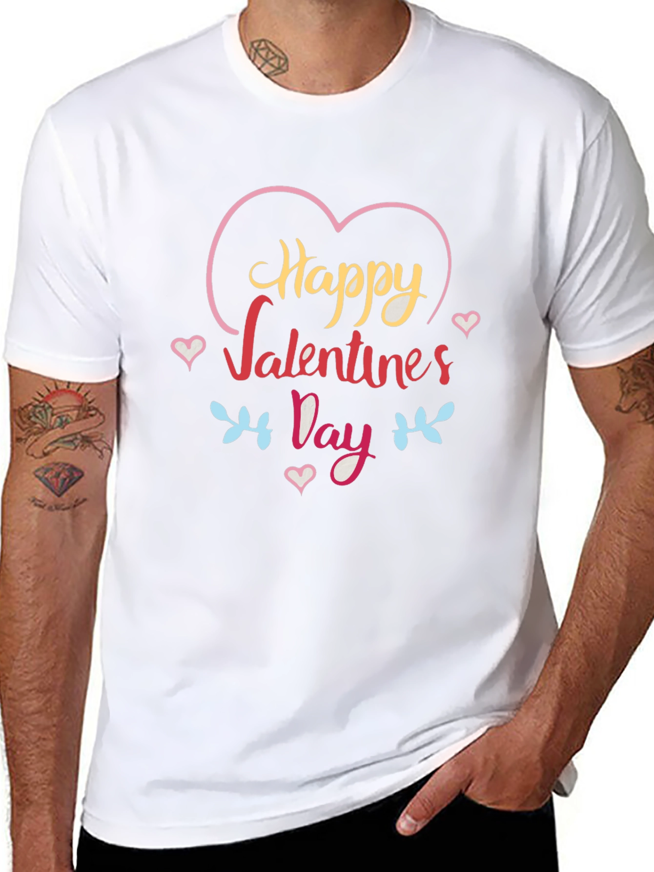 Happy Valentines Day Graphic Tee - Black