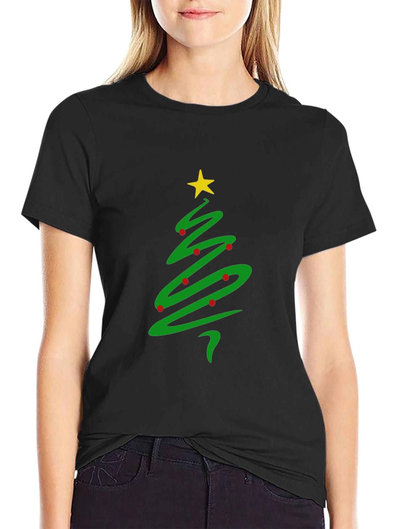 Christmas Tree Graphic Black T-Shirt