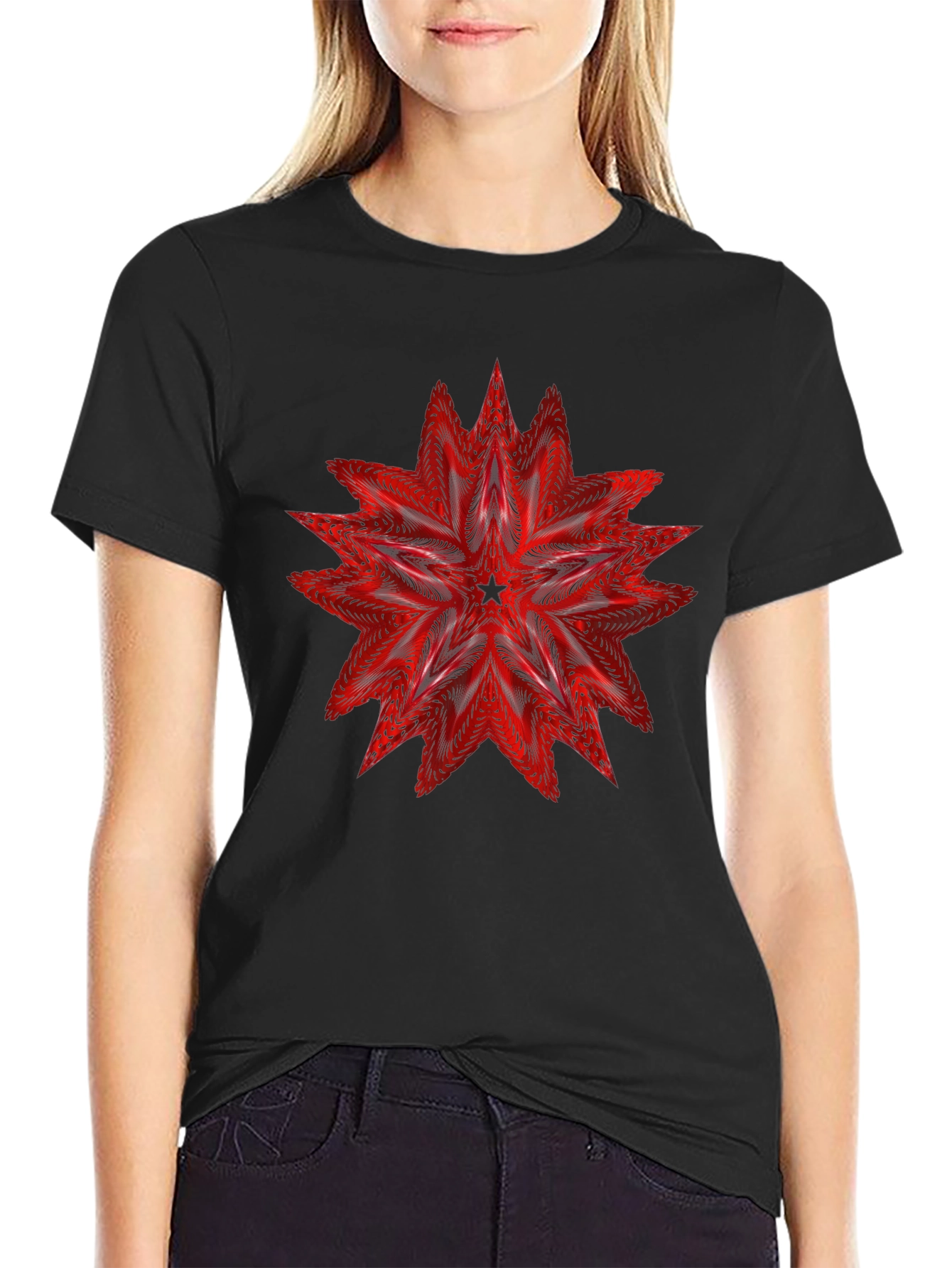 Abstract Star Graphic Tee - Mens Black T-Shirt