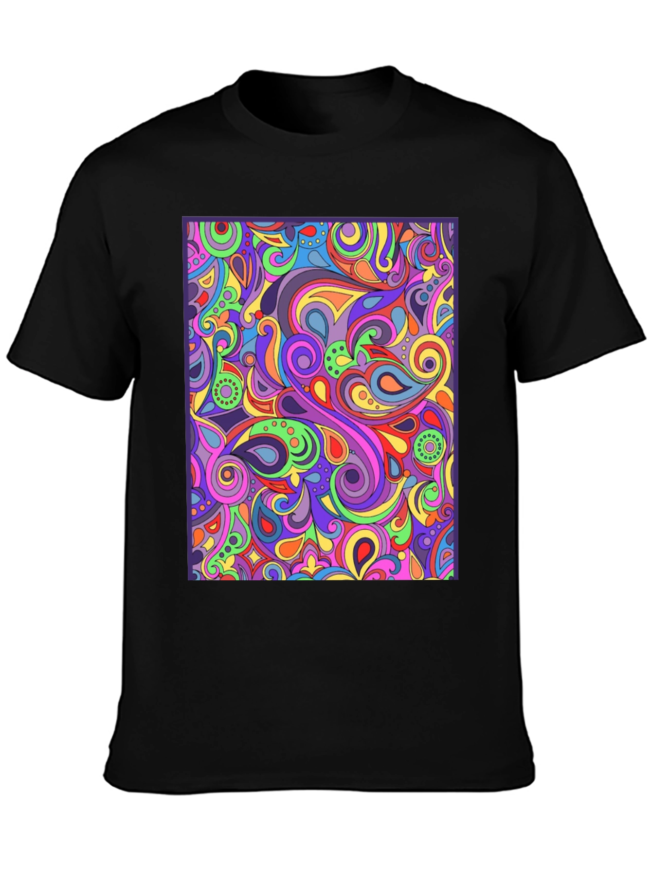 Psychedelic Swirl Pattern Black T-Shirt