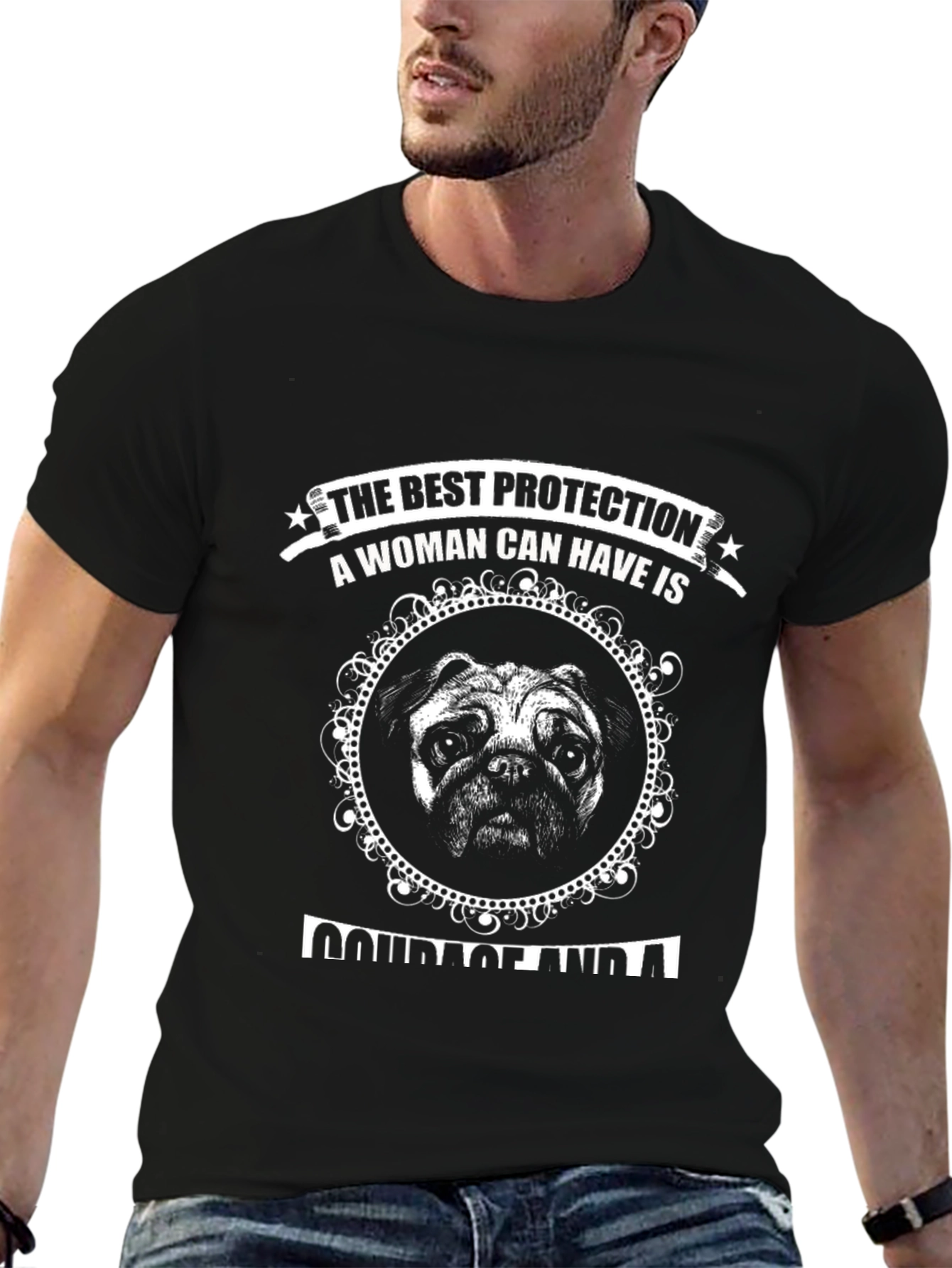 Pug Dog Protection Womens Graphic T-Shirt