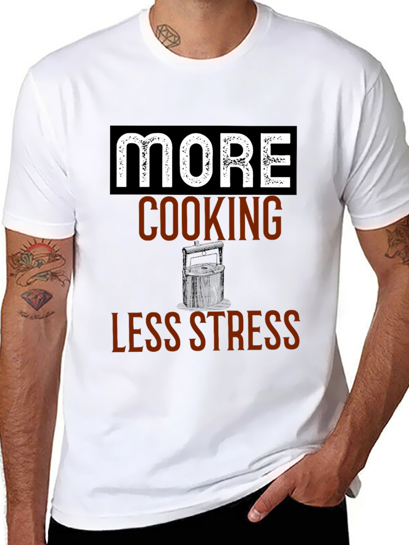 More Cooking Less Stress Graphic Tee