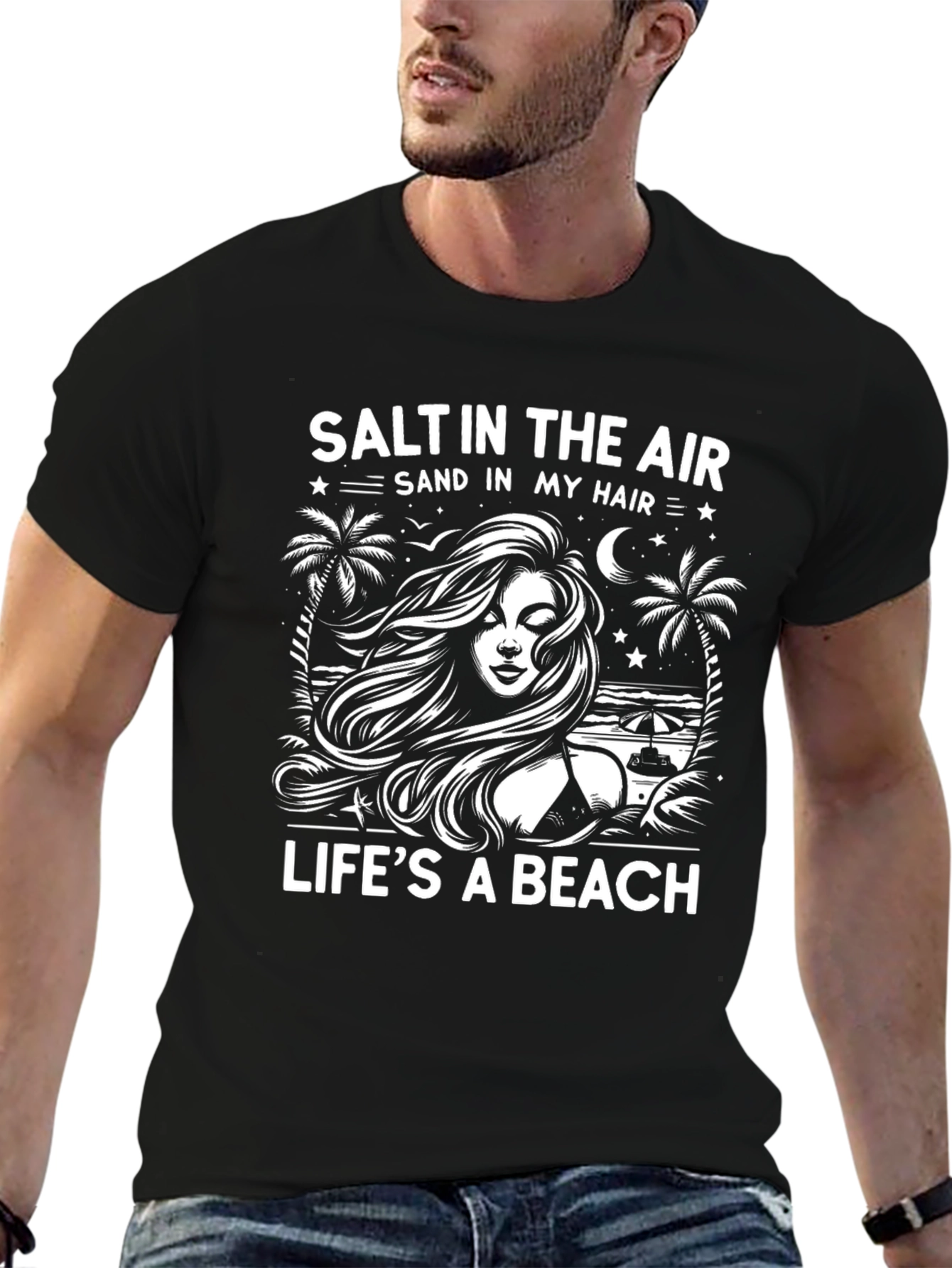 Salt in the Air Mens Black T-Shirt