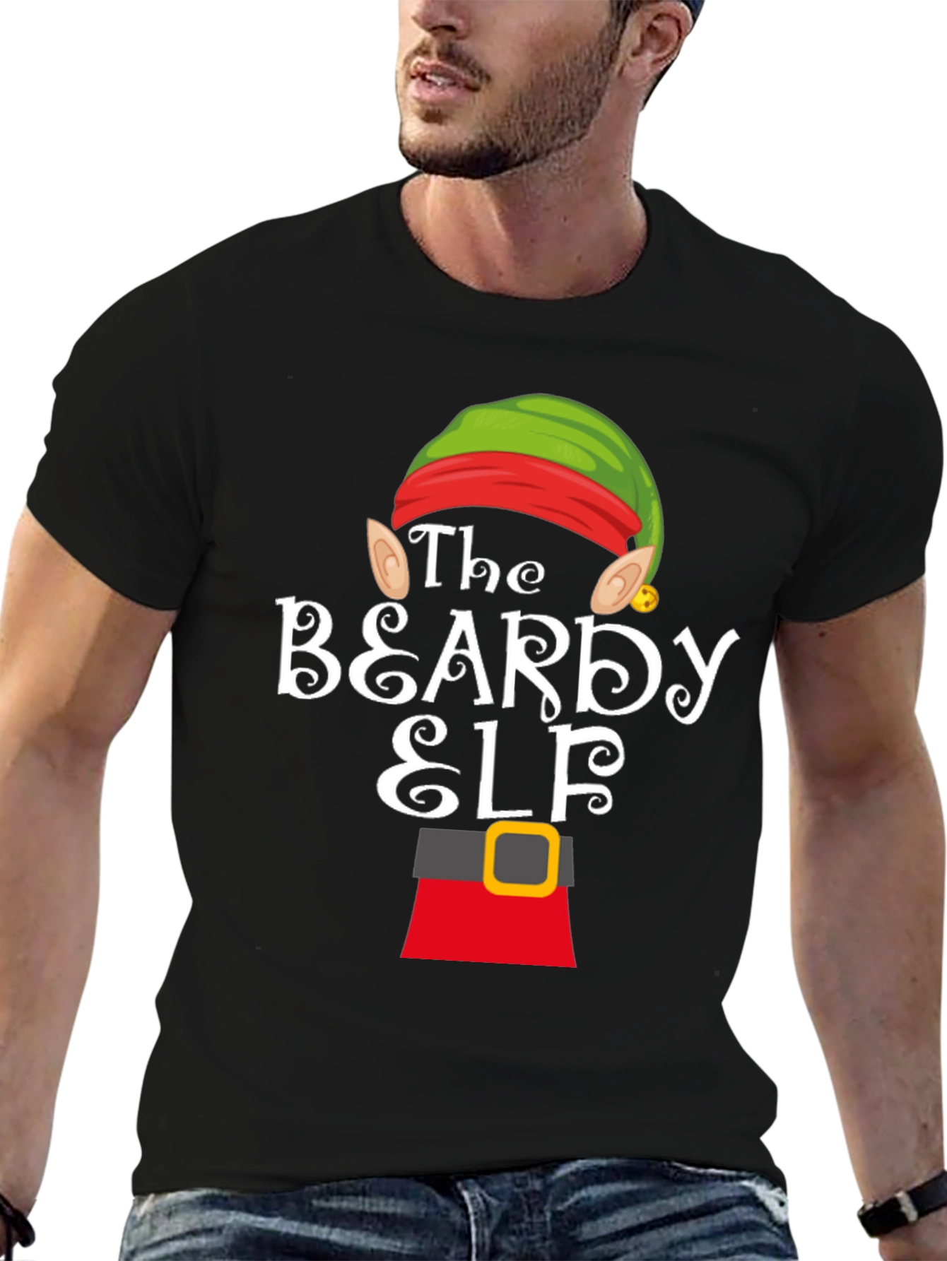 Beardy Elf Graphic T-Shirt - Festive Holiday Apparel