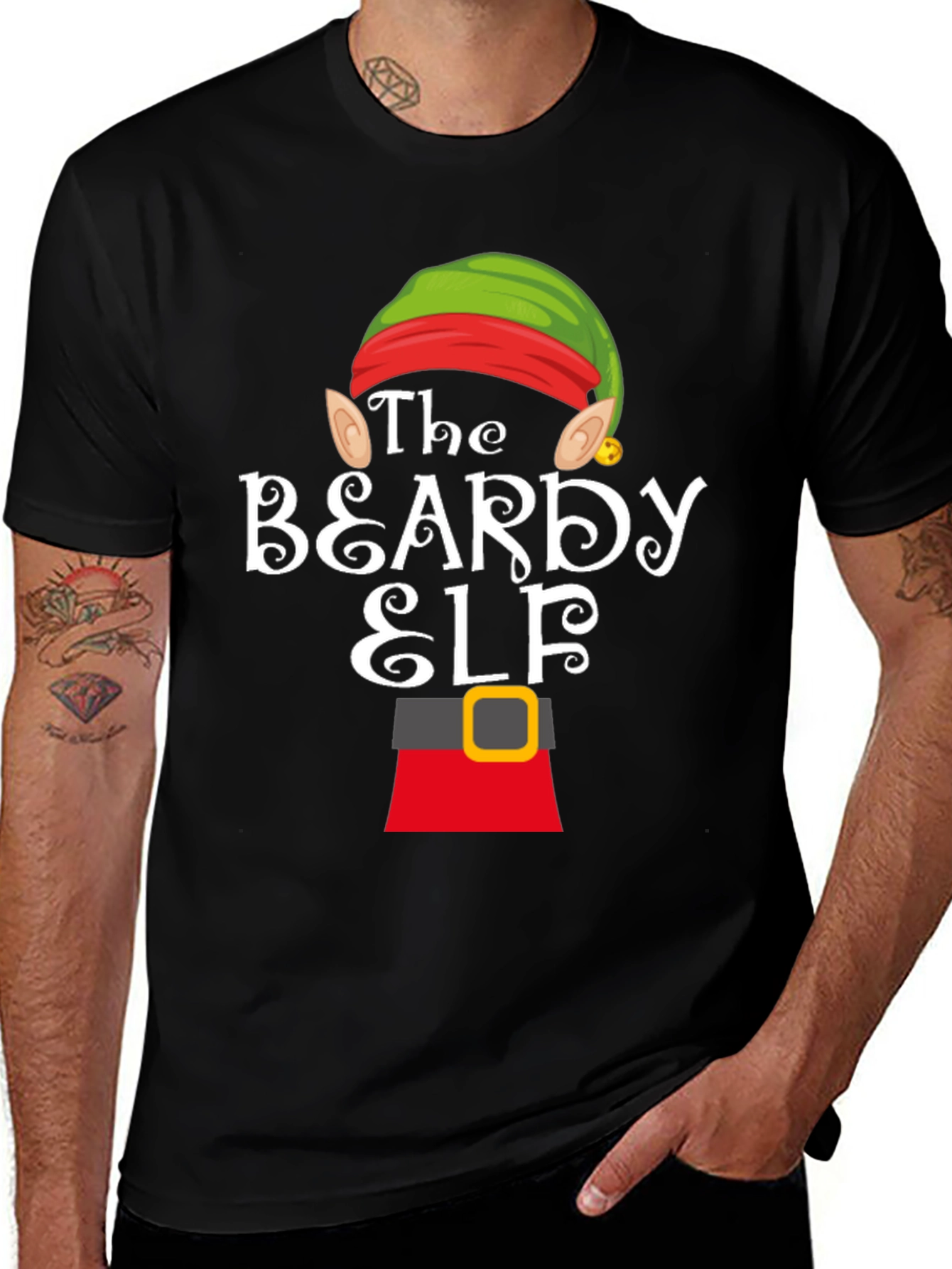 Beardy Elf Graphic T-Shirt - Festive Holiday Apparel