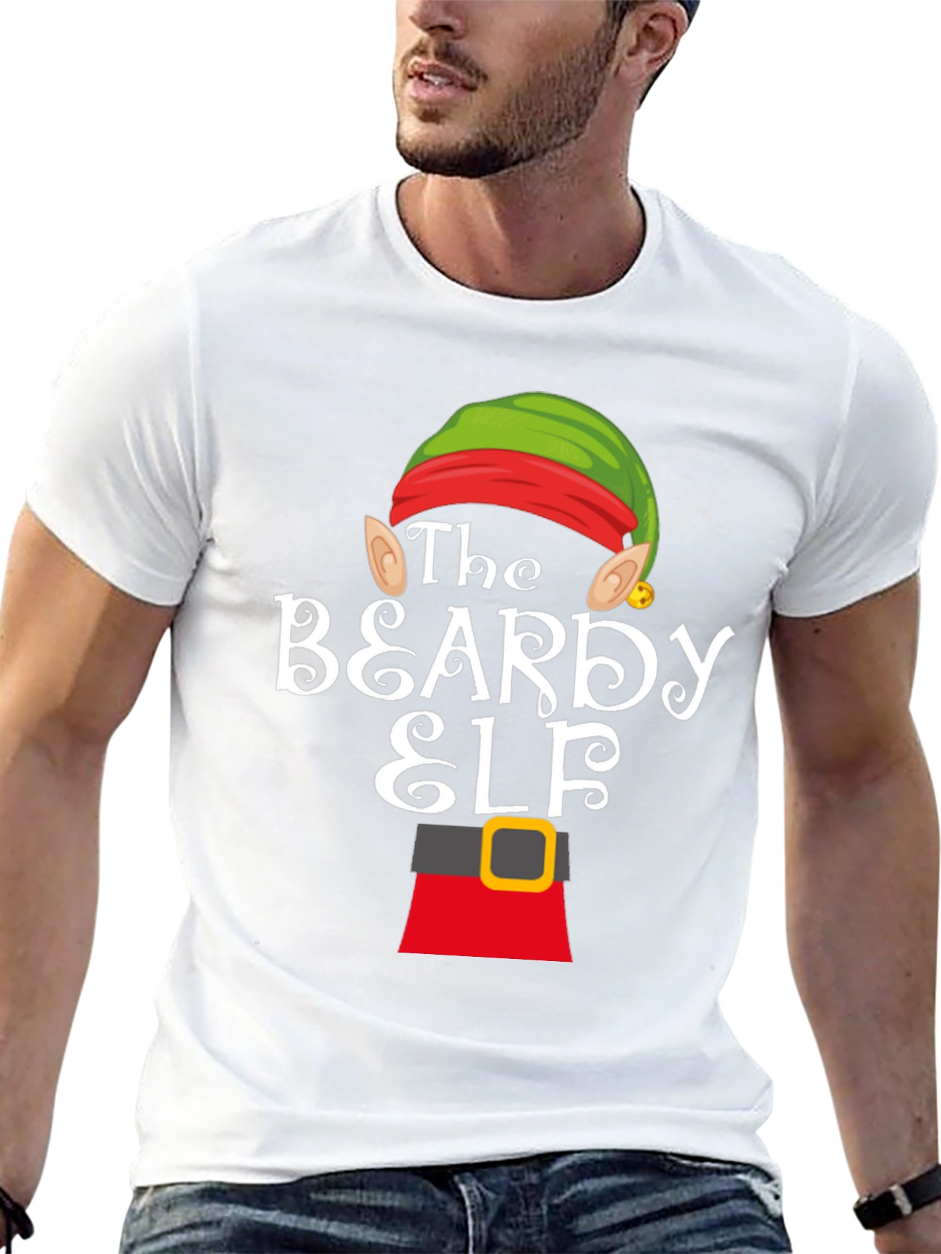 Beardy Elf Graphic T-Shirt - Festive Holiday Apparel
