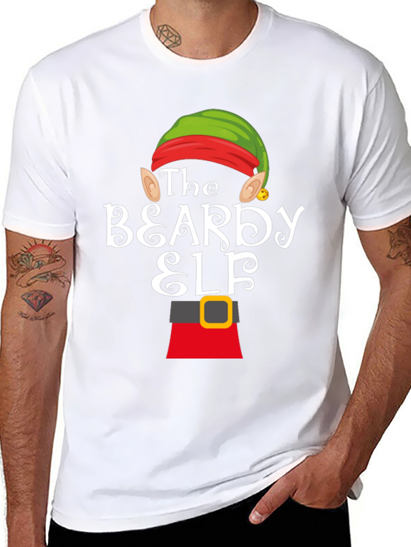 Beardy Elf Graphic T-Shirt - Festive Holiday Apparel
