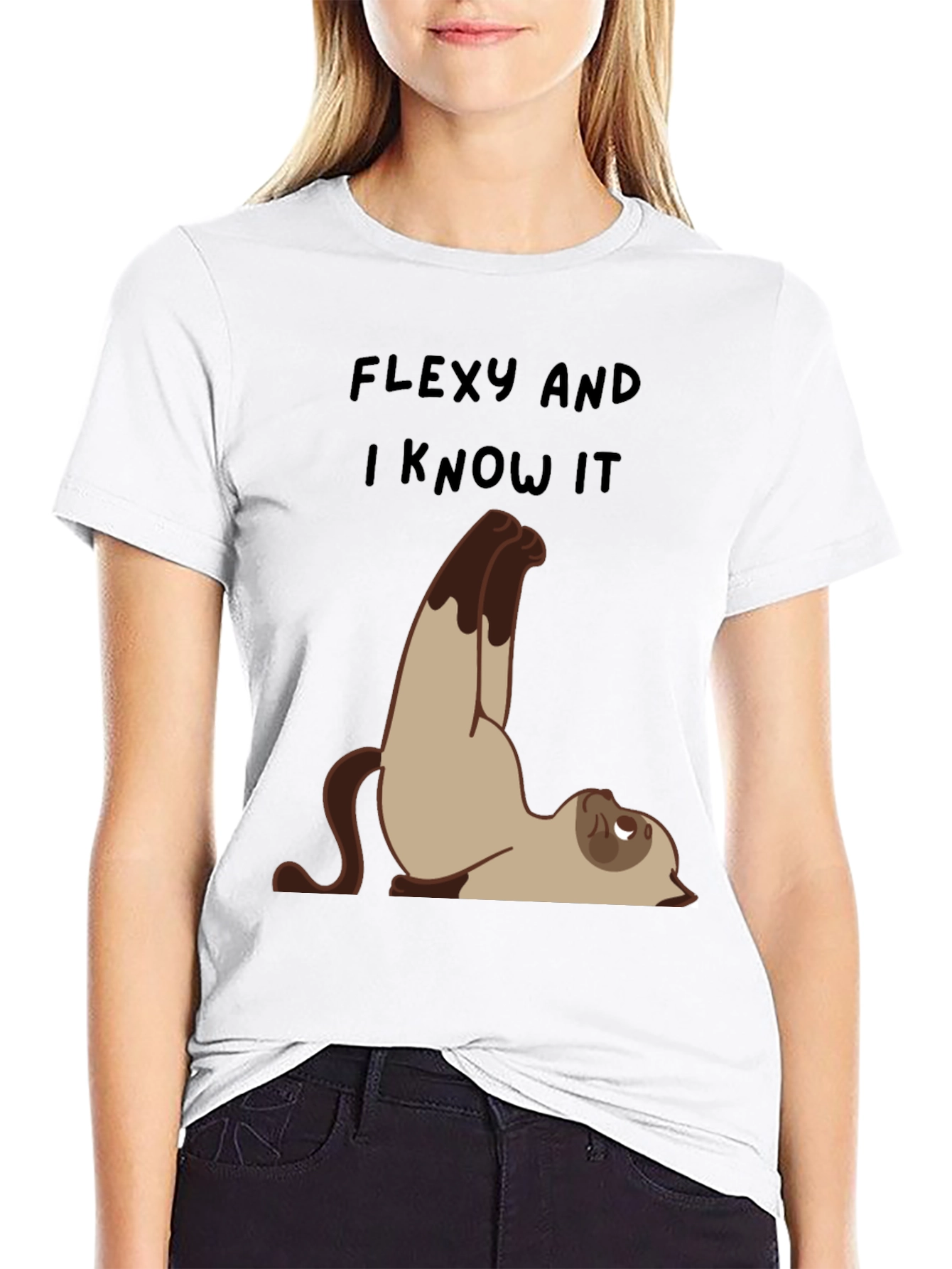Flexy Cat Yoga T-Shirt - Funny Graphic Tee