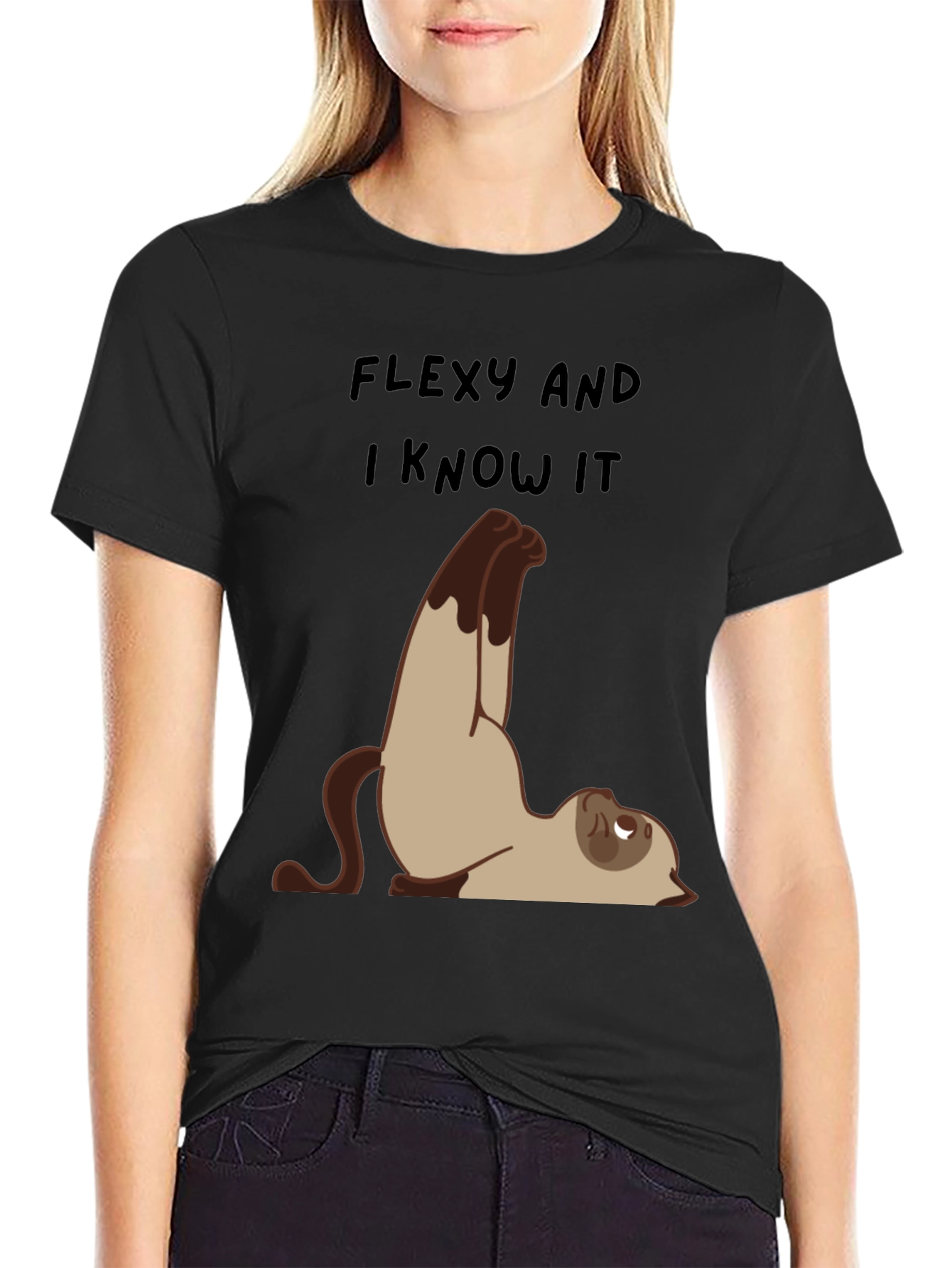 Flexy Cat Yoga T-Shirt - Funny Graphic Tee
