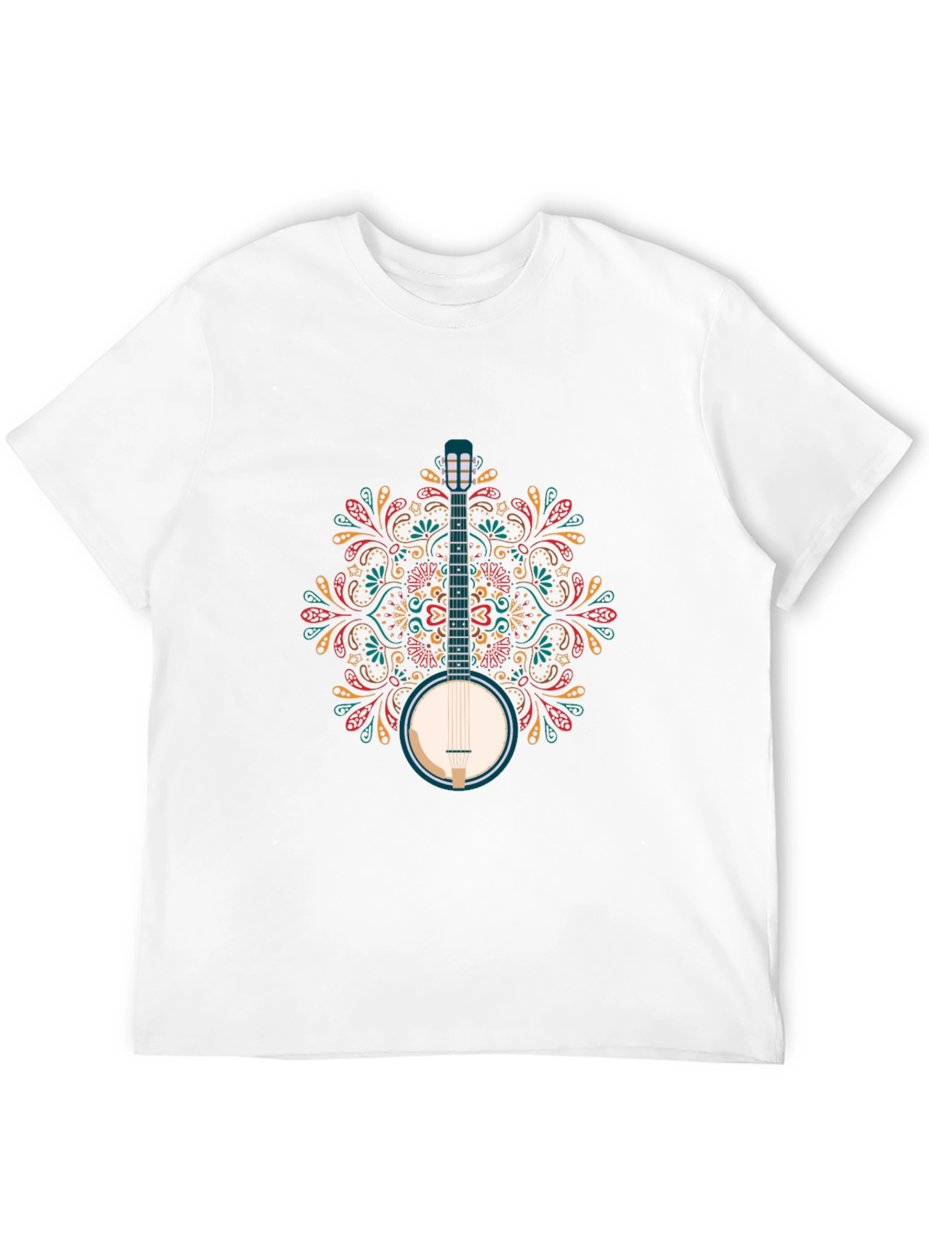 Banjo Mandala Graphic Tee - Black Cotton T-Shirt