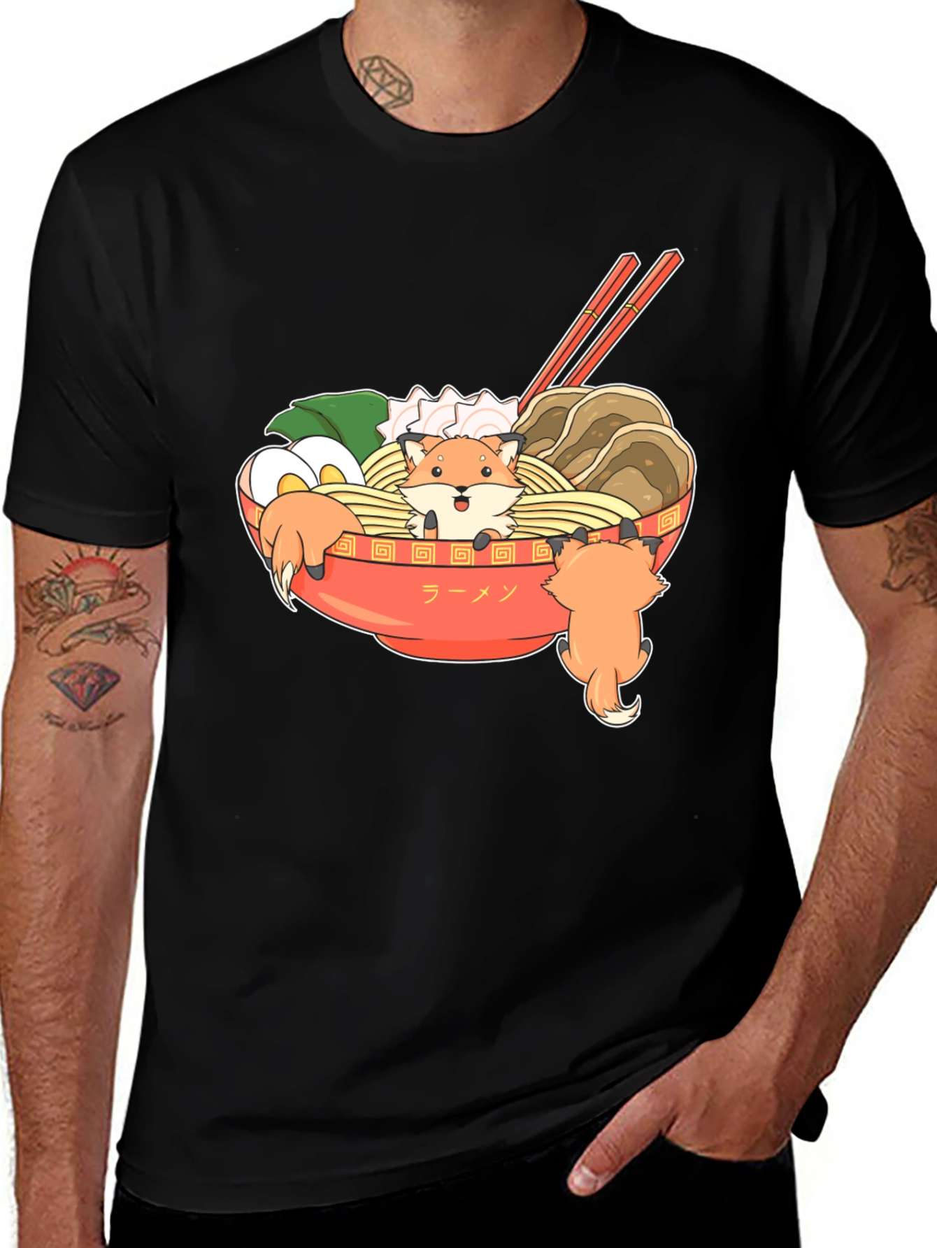 Ramen Fox Graphic T-Shirt - Cute Anime Style Tee