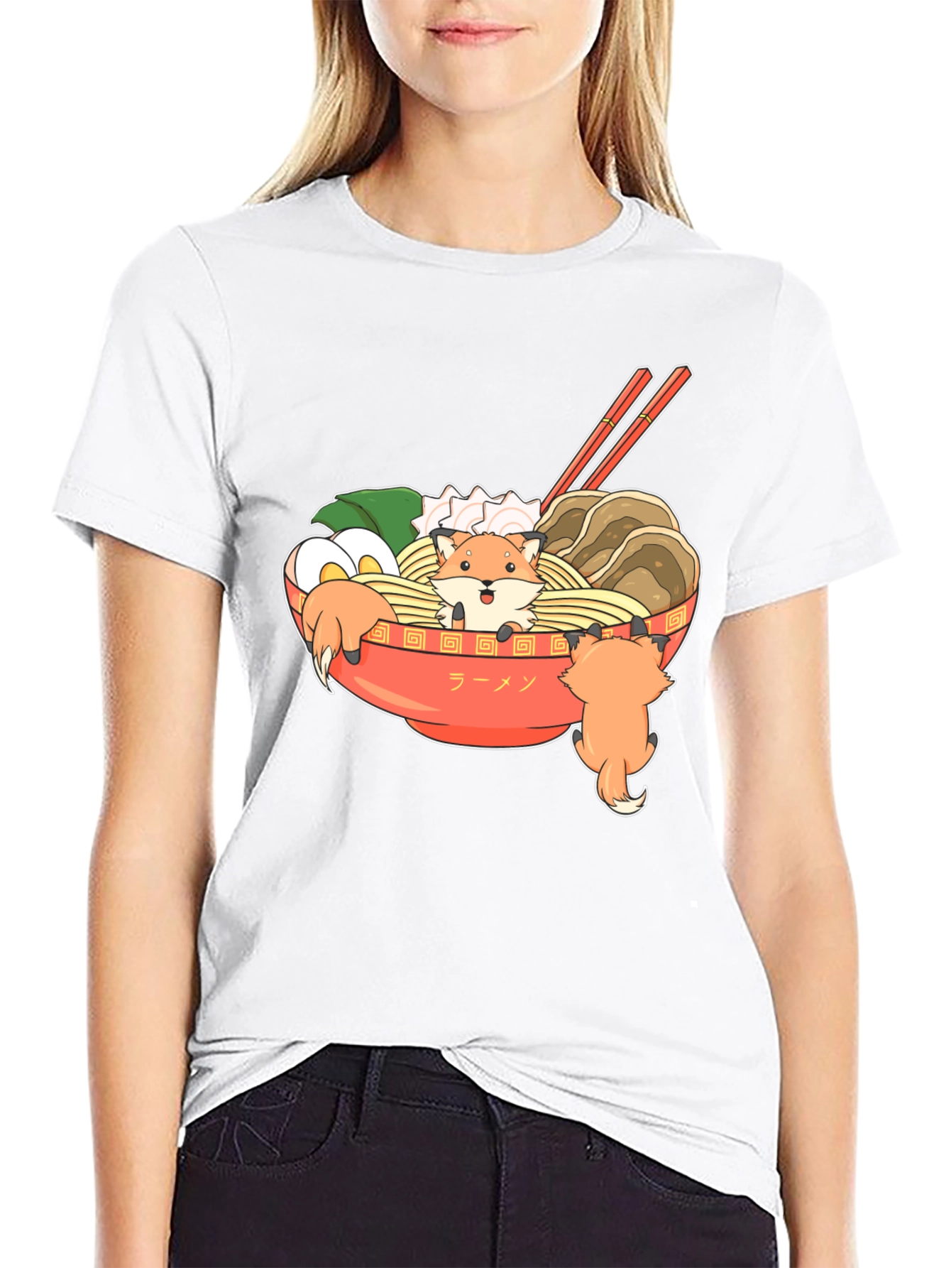 Ramen Fox Graphic T-Shirt - Cute Anime Style Tee