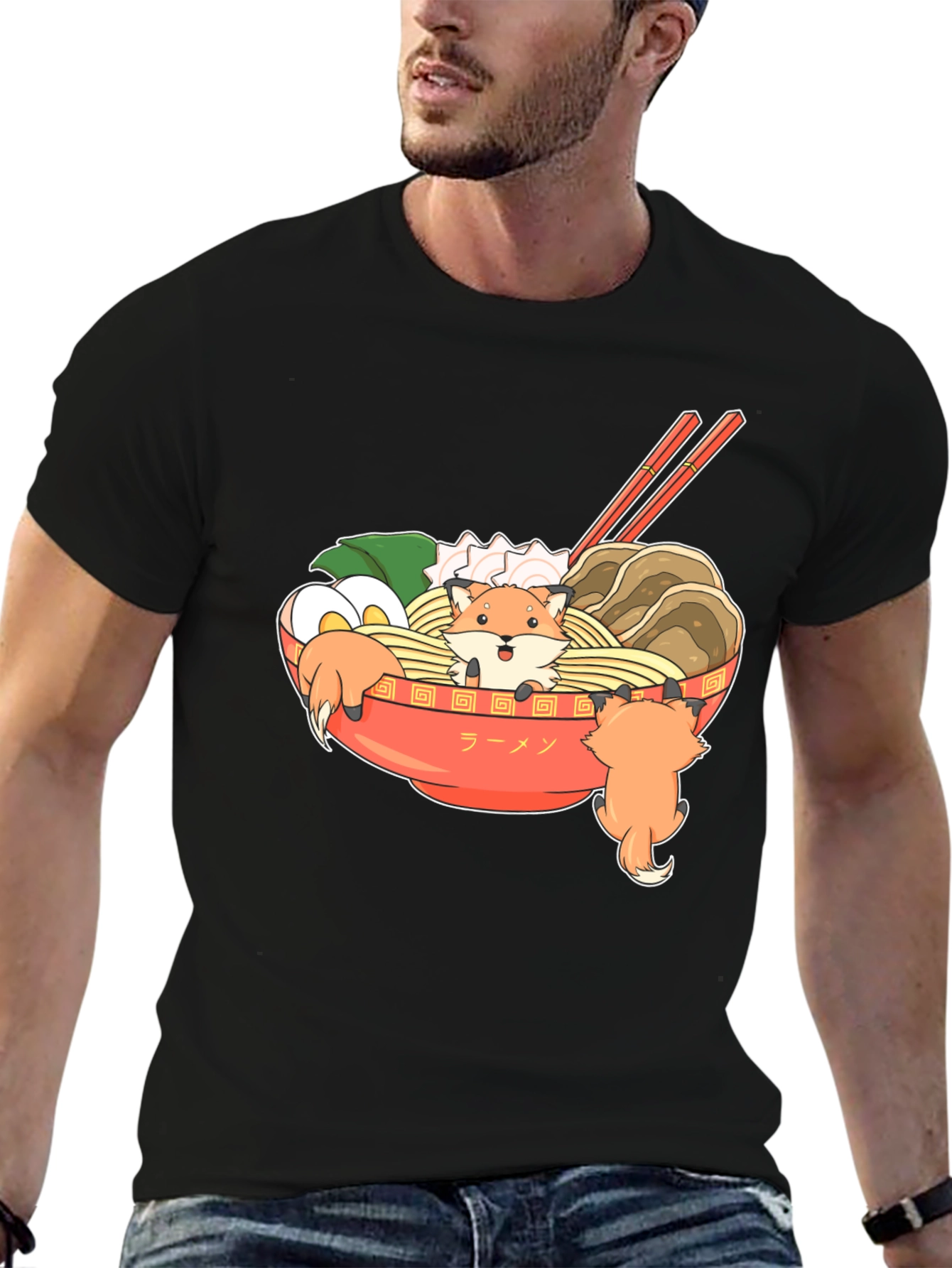 Ramen Fox Graphic T-Shirt - Cute Anime Style Tee