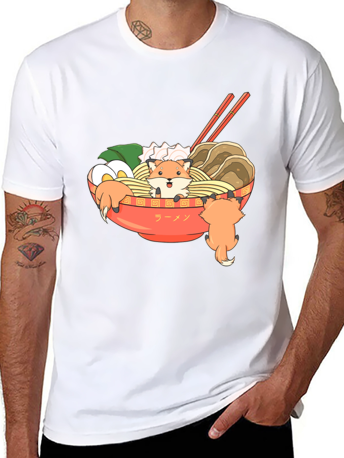 Ramen Fox Graphic T-Shirt - Cute Anime Style Tee