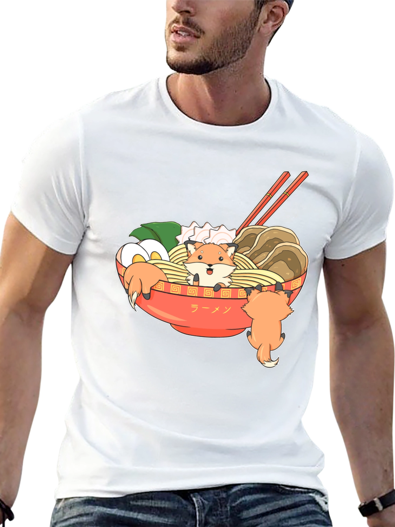 Ramen Fox Graphic T-Shirt - Cute Anime Style Tee