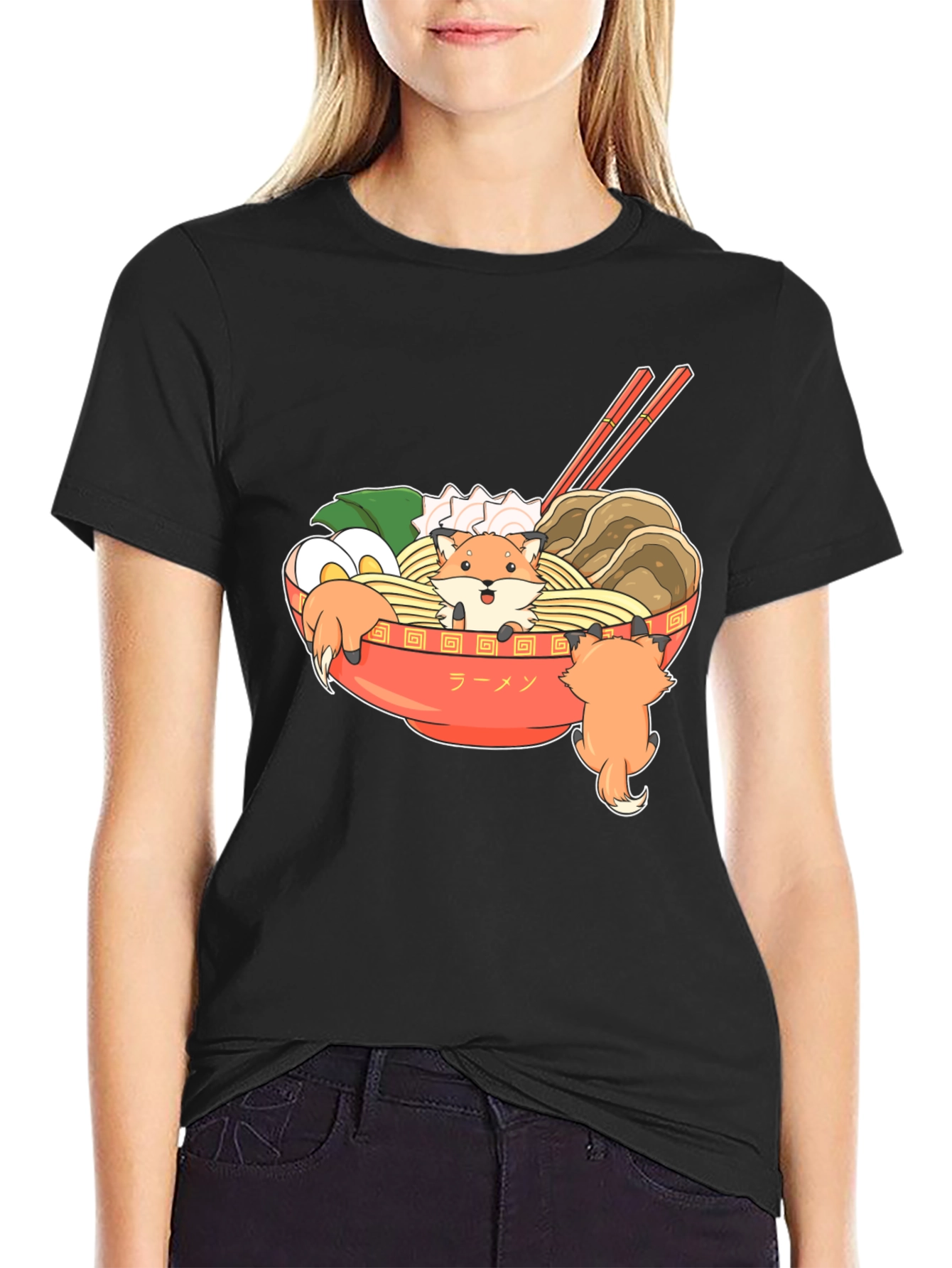 Ramen Fox Graphic T-Shirt - Cute Anime Style Tee
