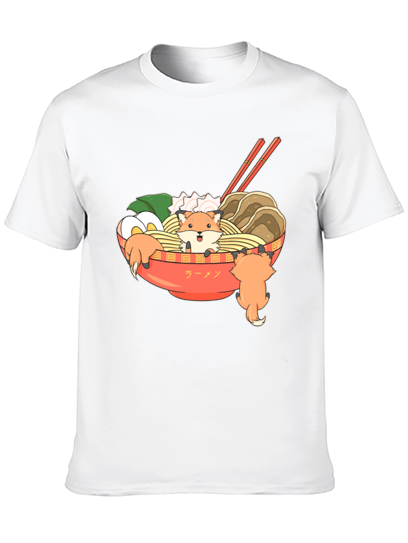 Ramen Fox Graphic T-Shirt - Cute Anime Style Tee