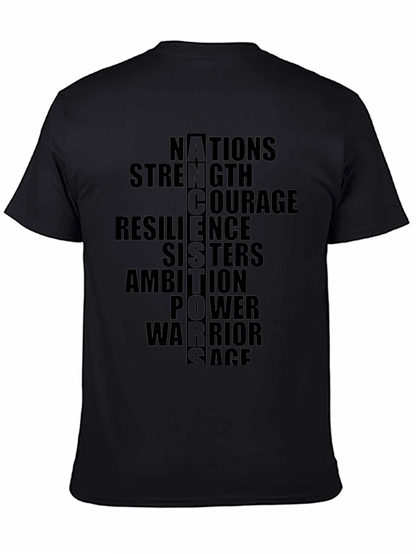 Empowering Word Art Graphic Tee - Black