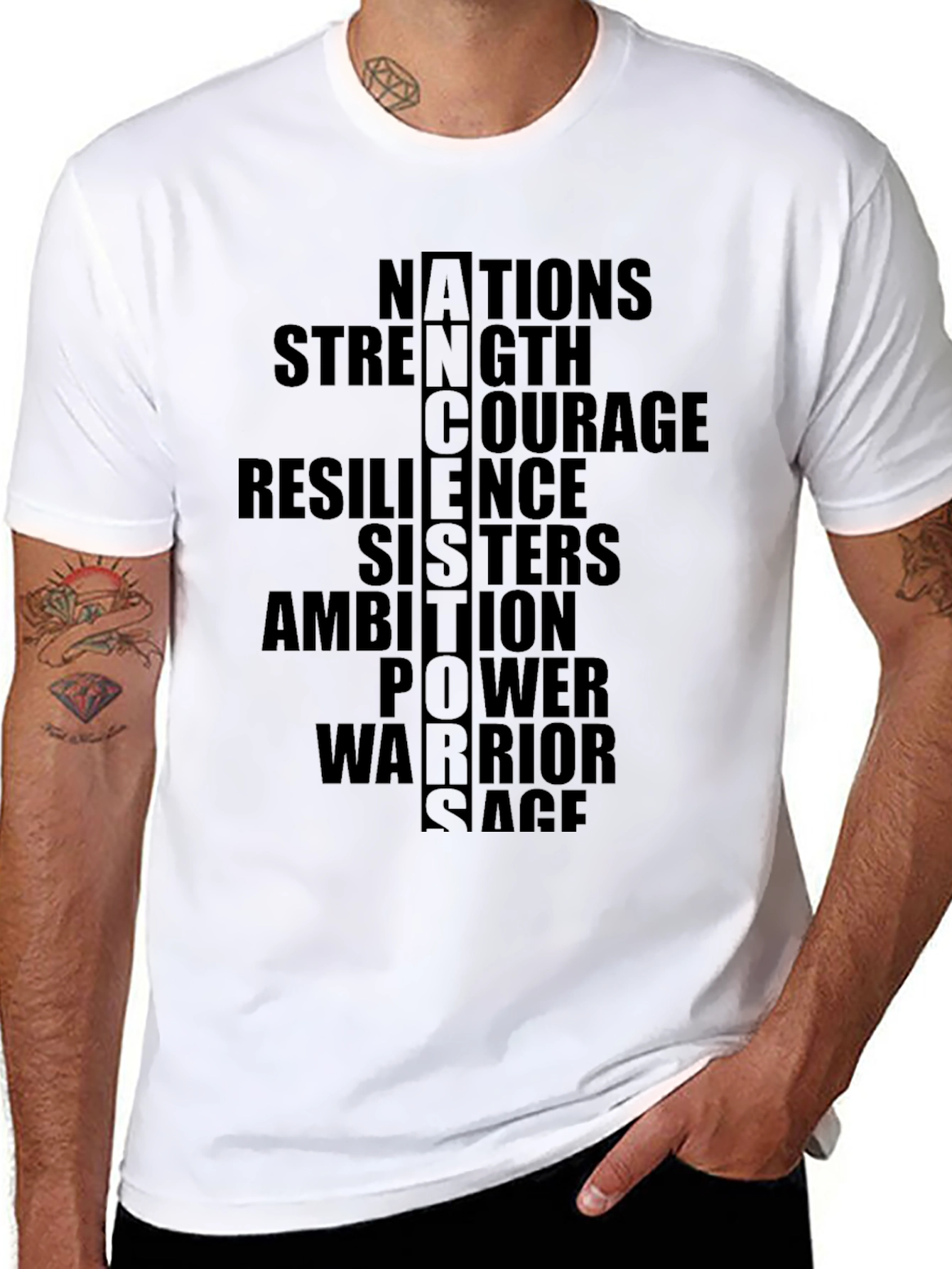 Empowering Word Art Graphic Tee - Black