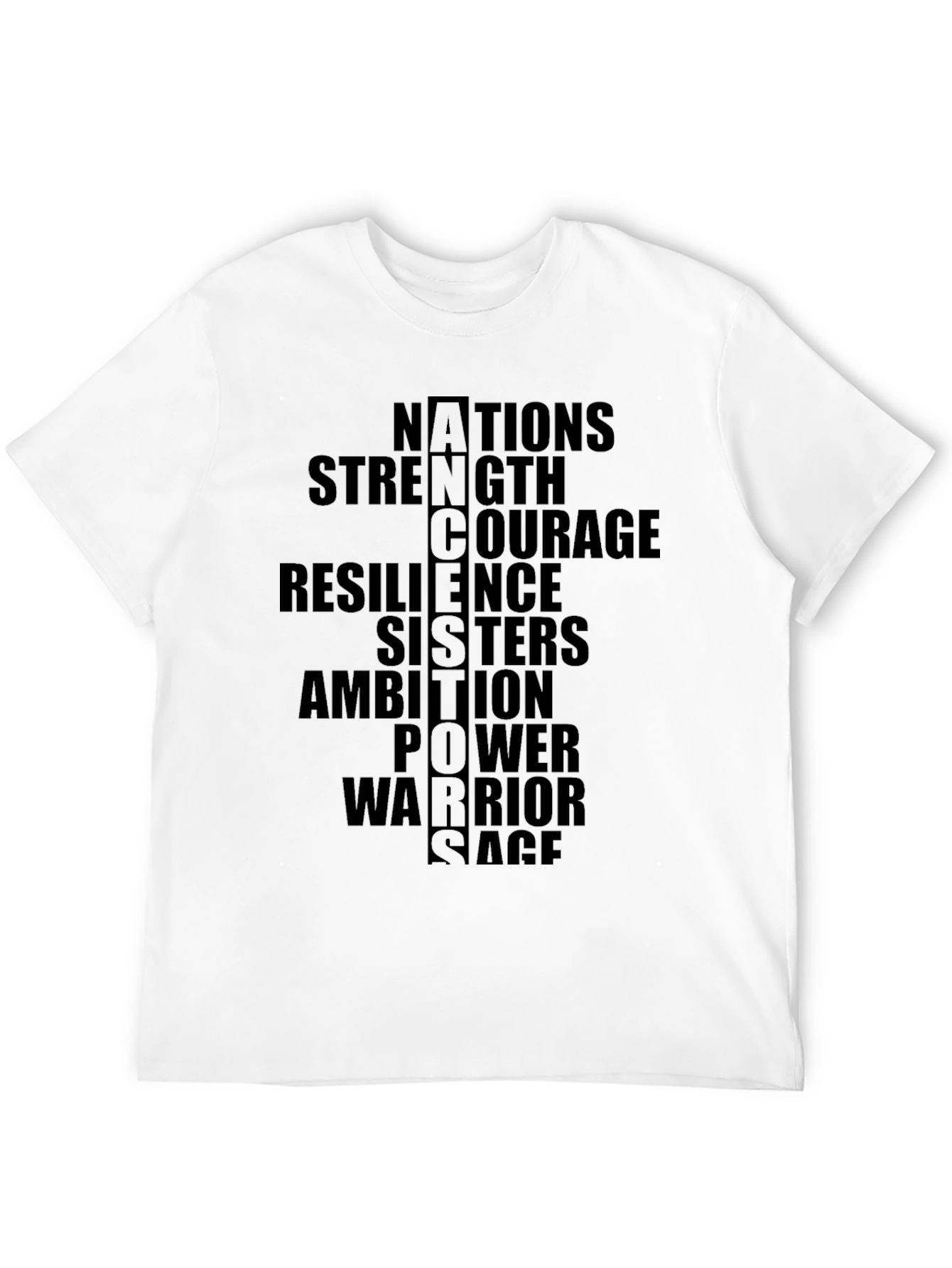 Empowering Word Art Graphic Tee - Black