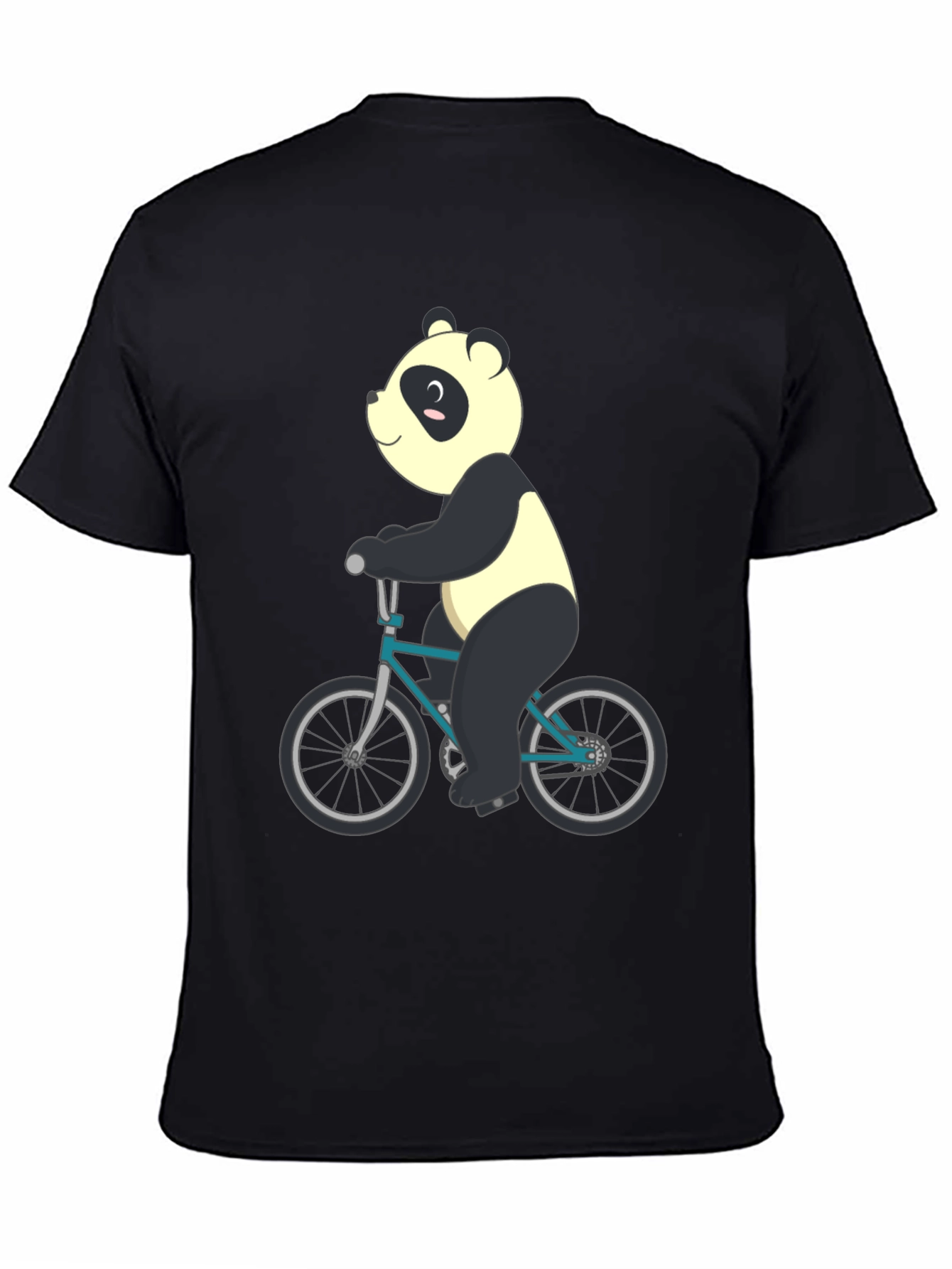 Panda on Bike Graphic Tee - Mens Black T-Shirt