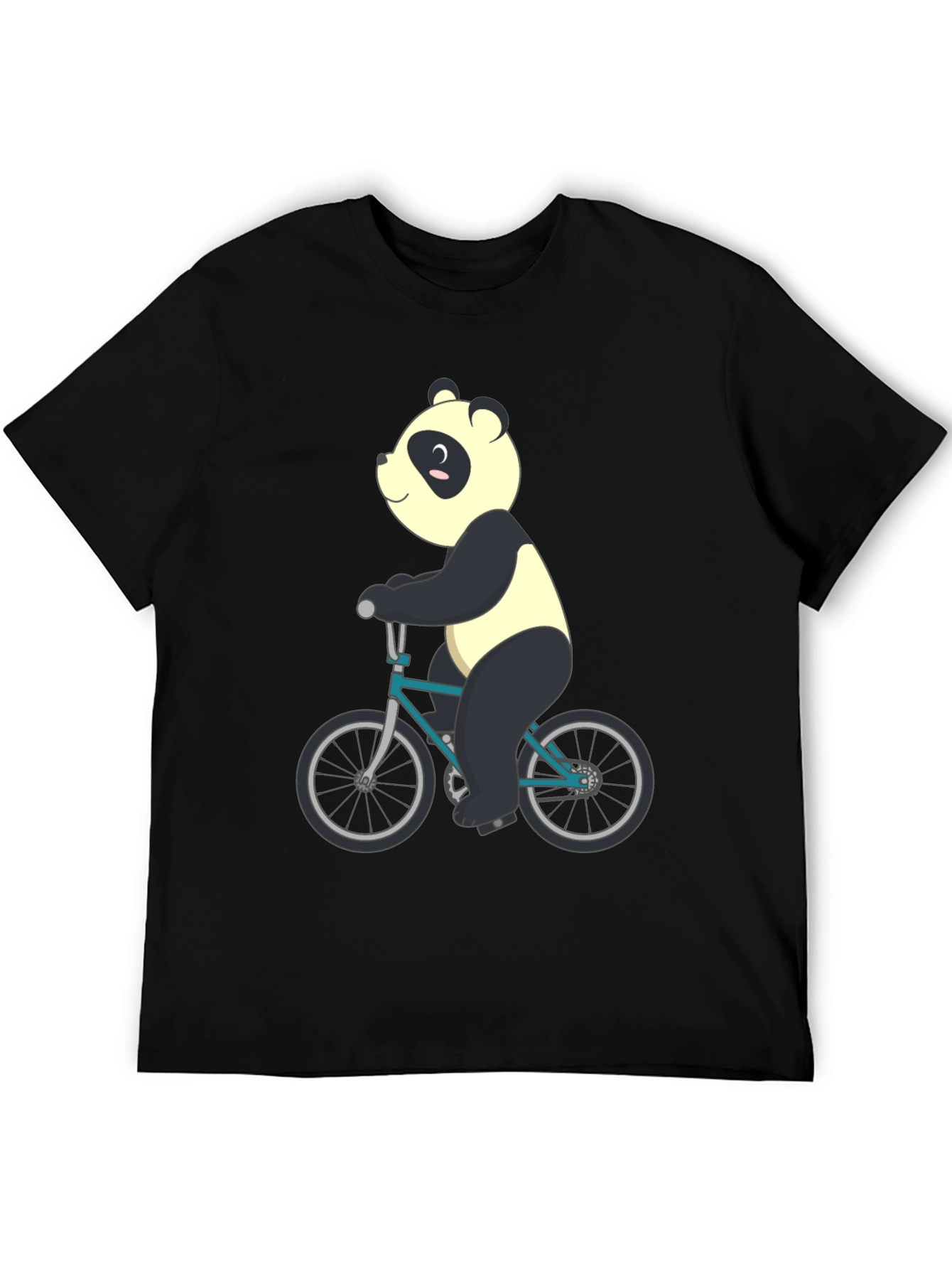 Panda on Bike Graphic Tee - Mens Black T-Shirt