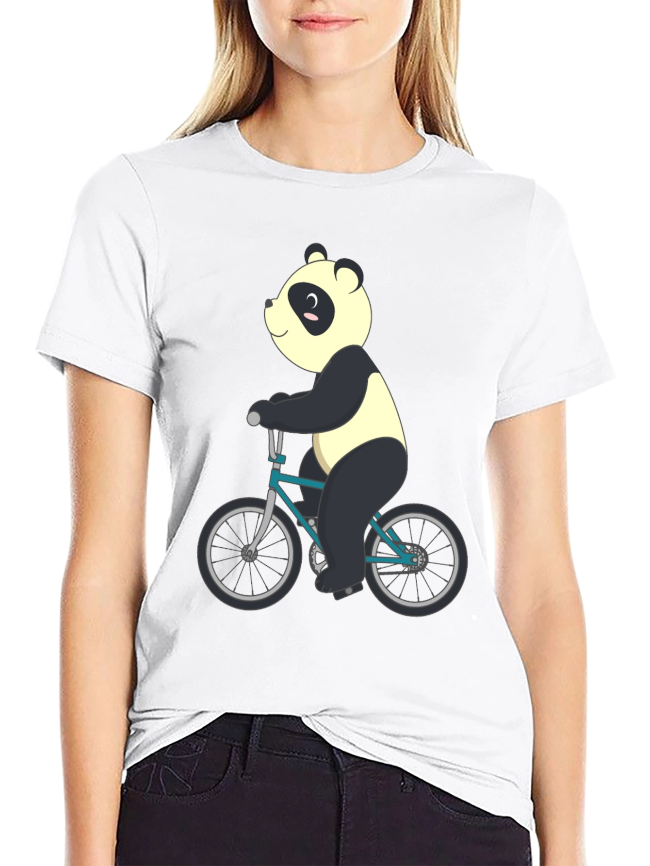 Panda on Bike Graphic Tee - Mens Black T-Shirt