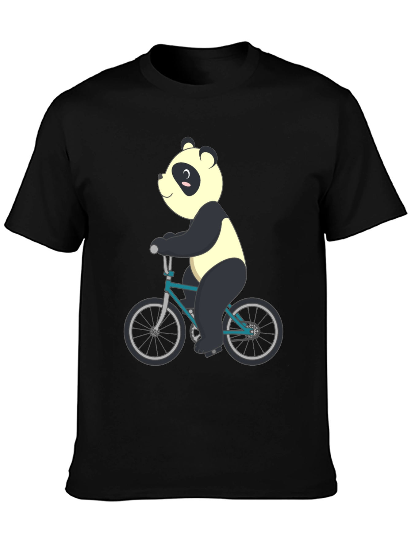 Panda on Bike Graphic Tee - Mens Black T-Shirt